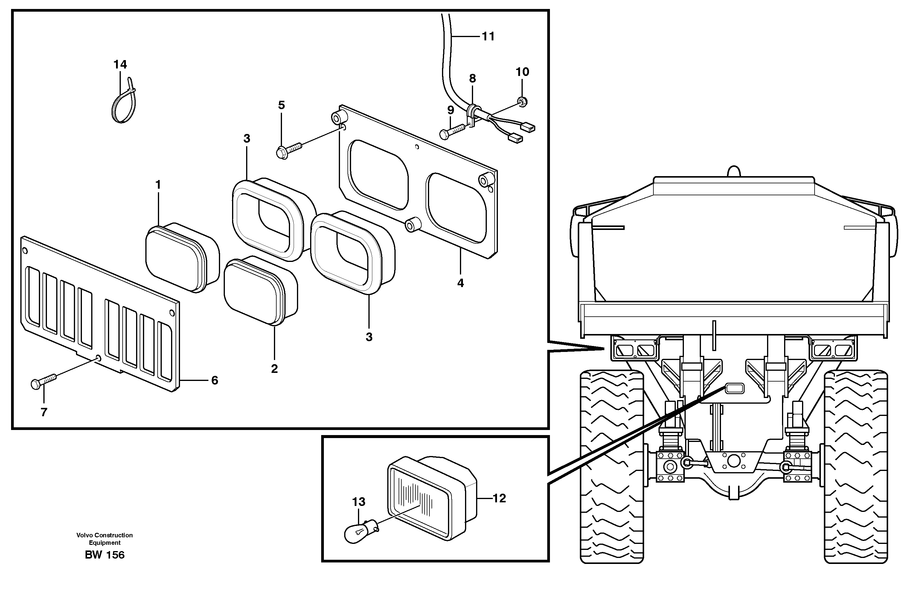 Lighting, rear — volvo parts diagram