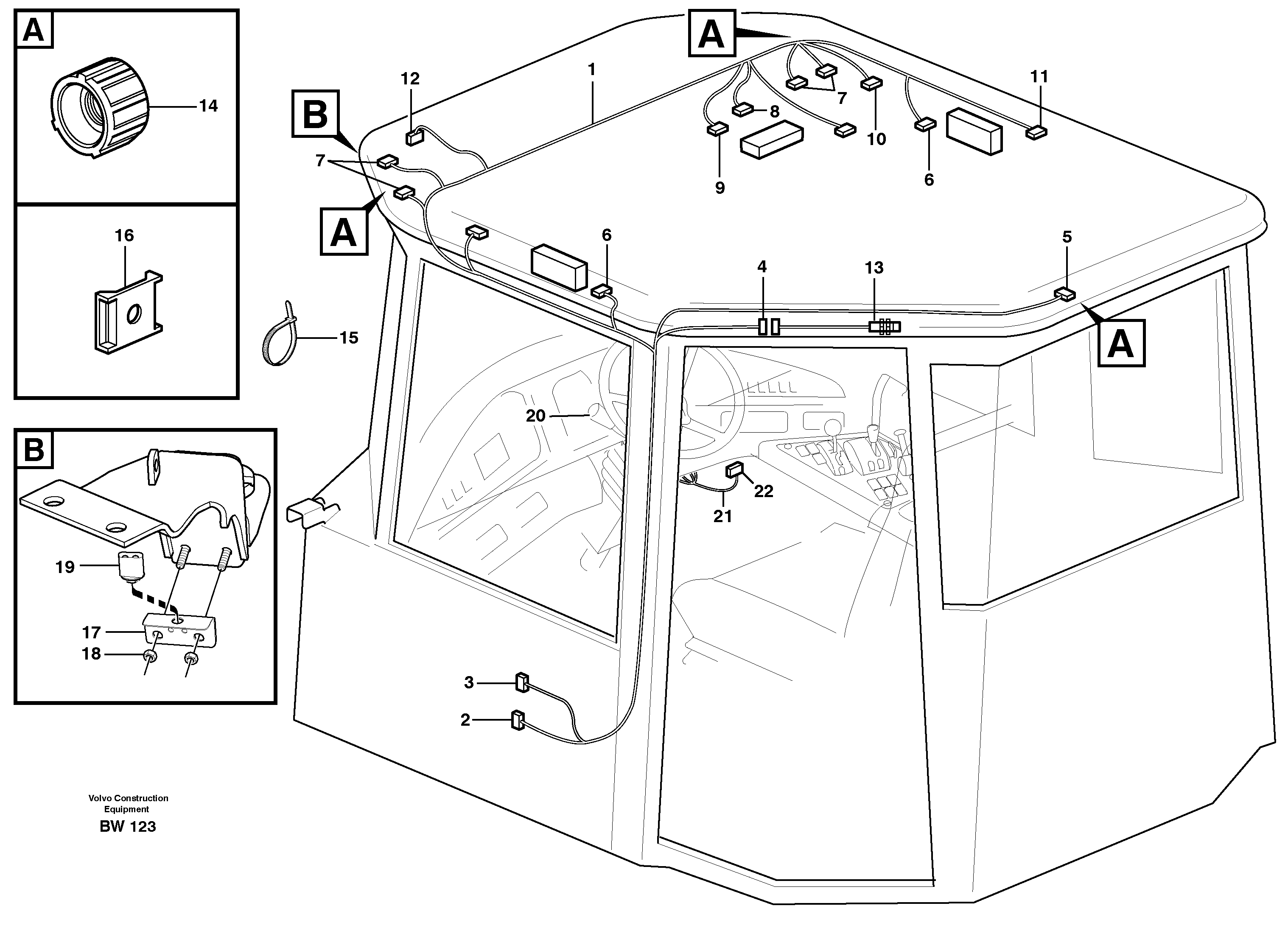 Cable harnesses, cab — volvo parts diagram