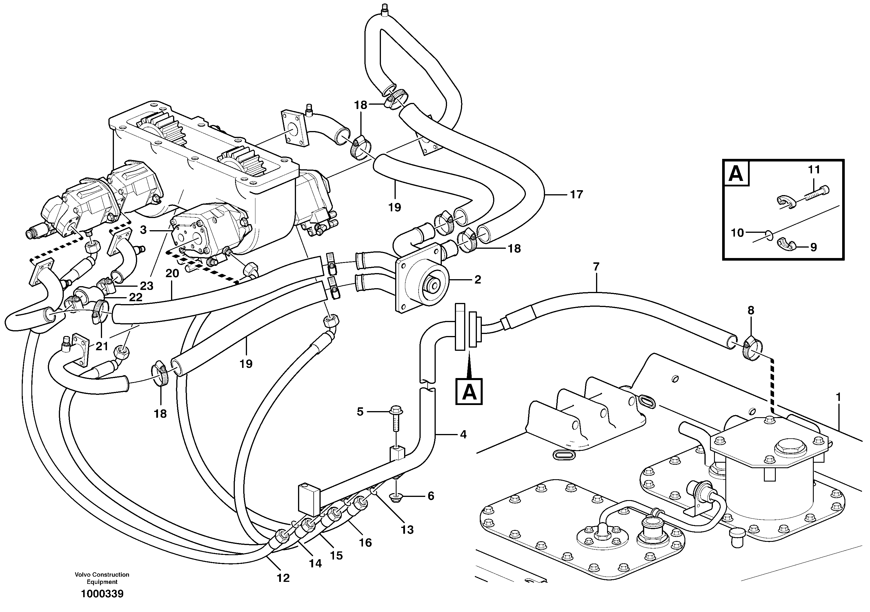 Hydraulic system, motor unit — volvo parts diagram