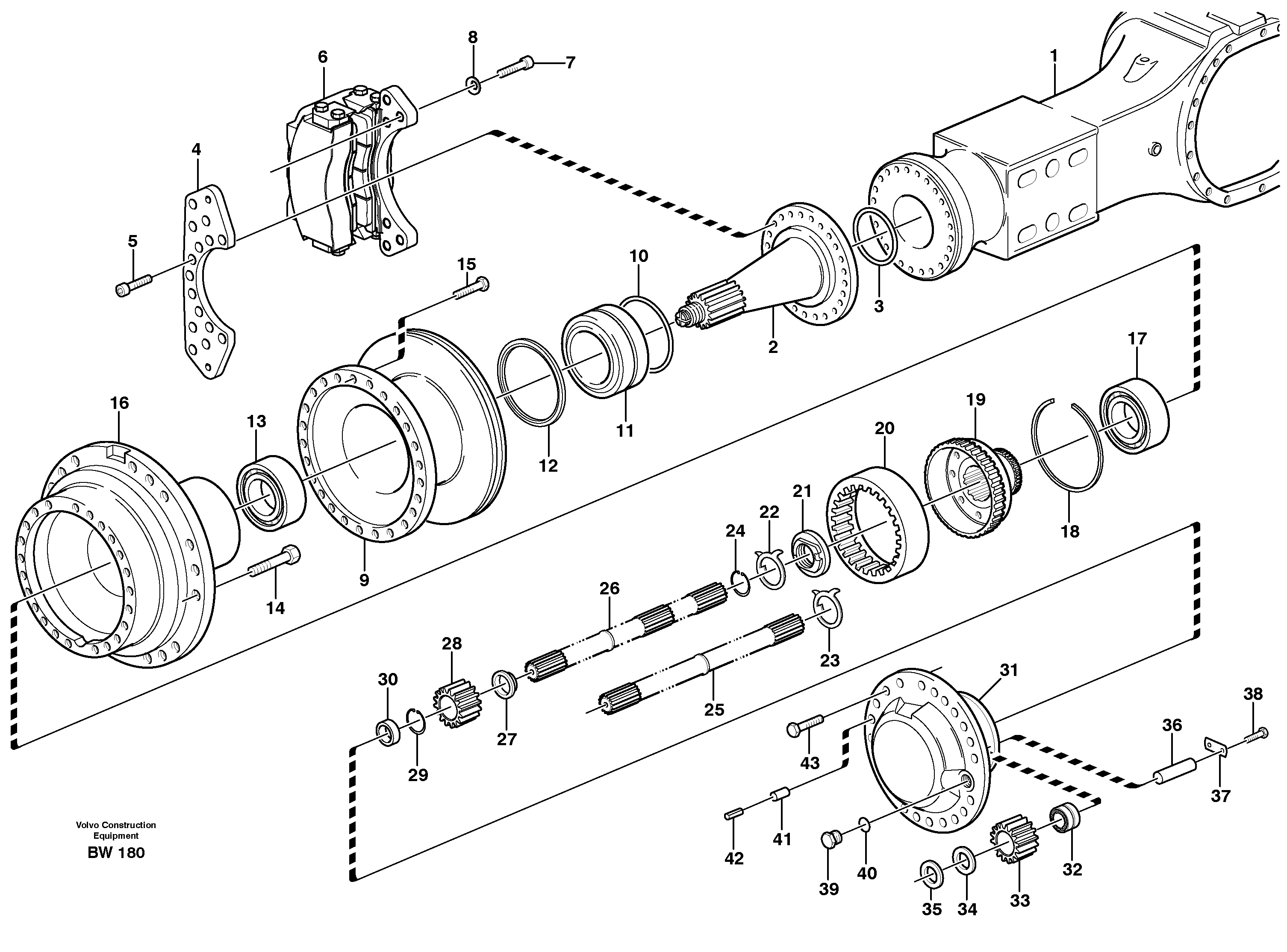 Hub reduction, axle 1 load unit  AH64E PROD NO 23910 — volvo parts diagram