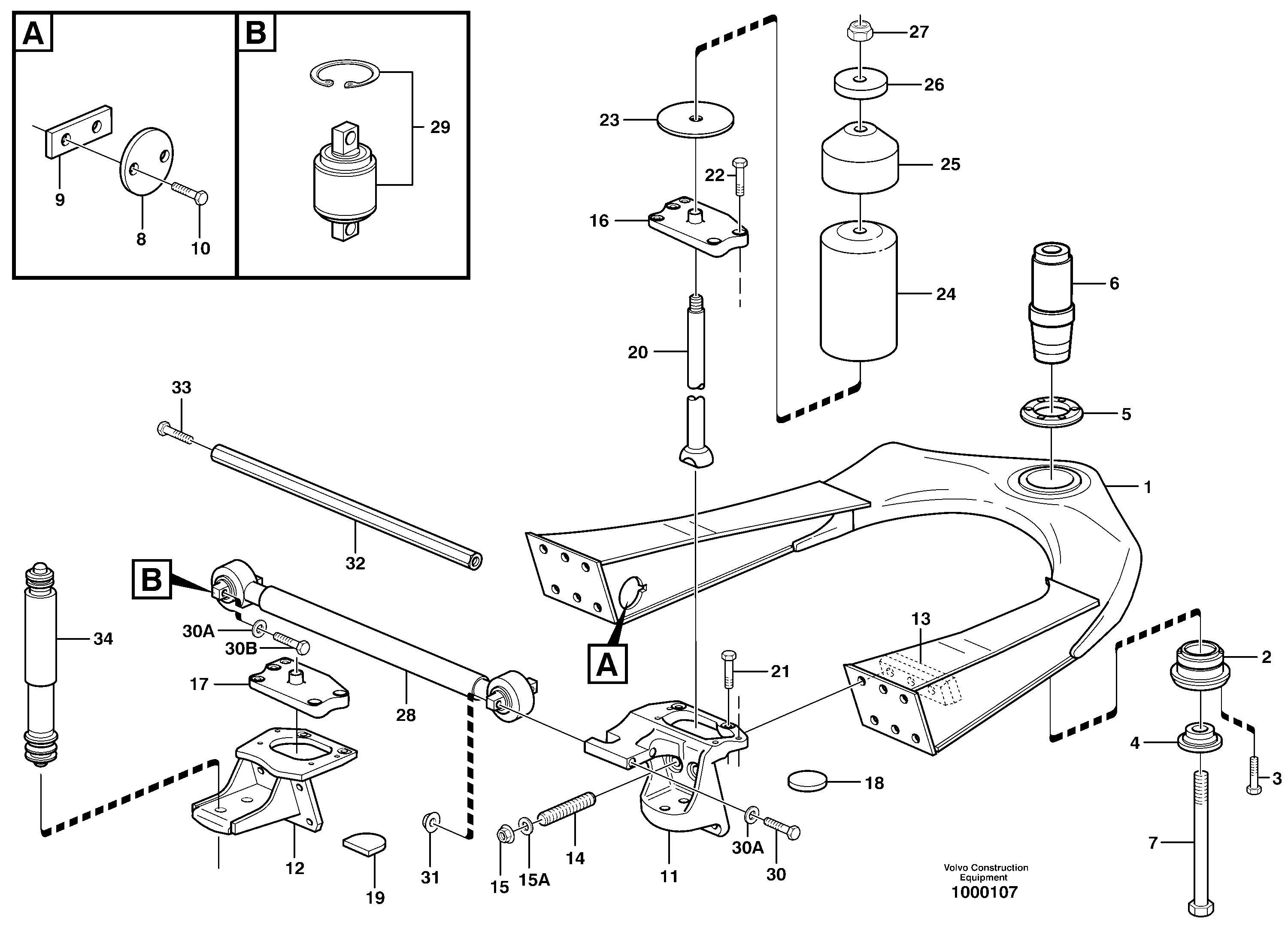 Front axle suspension — volvo parts diagram