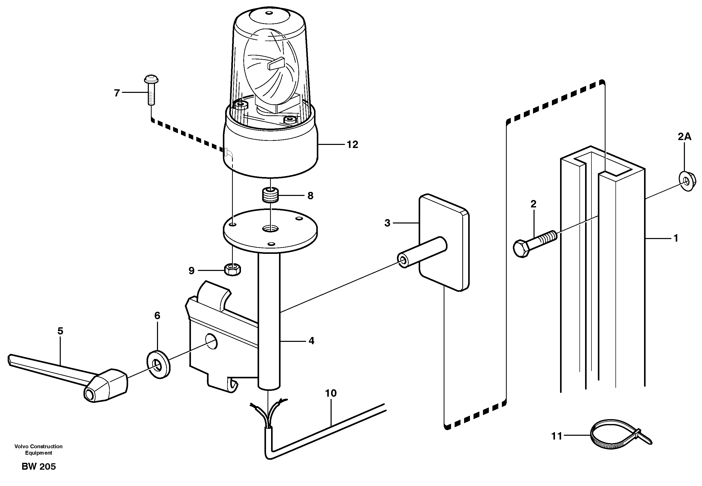 Rotating beacon  93380 — volvo parts diagram