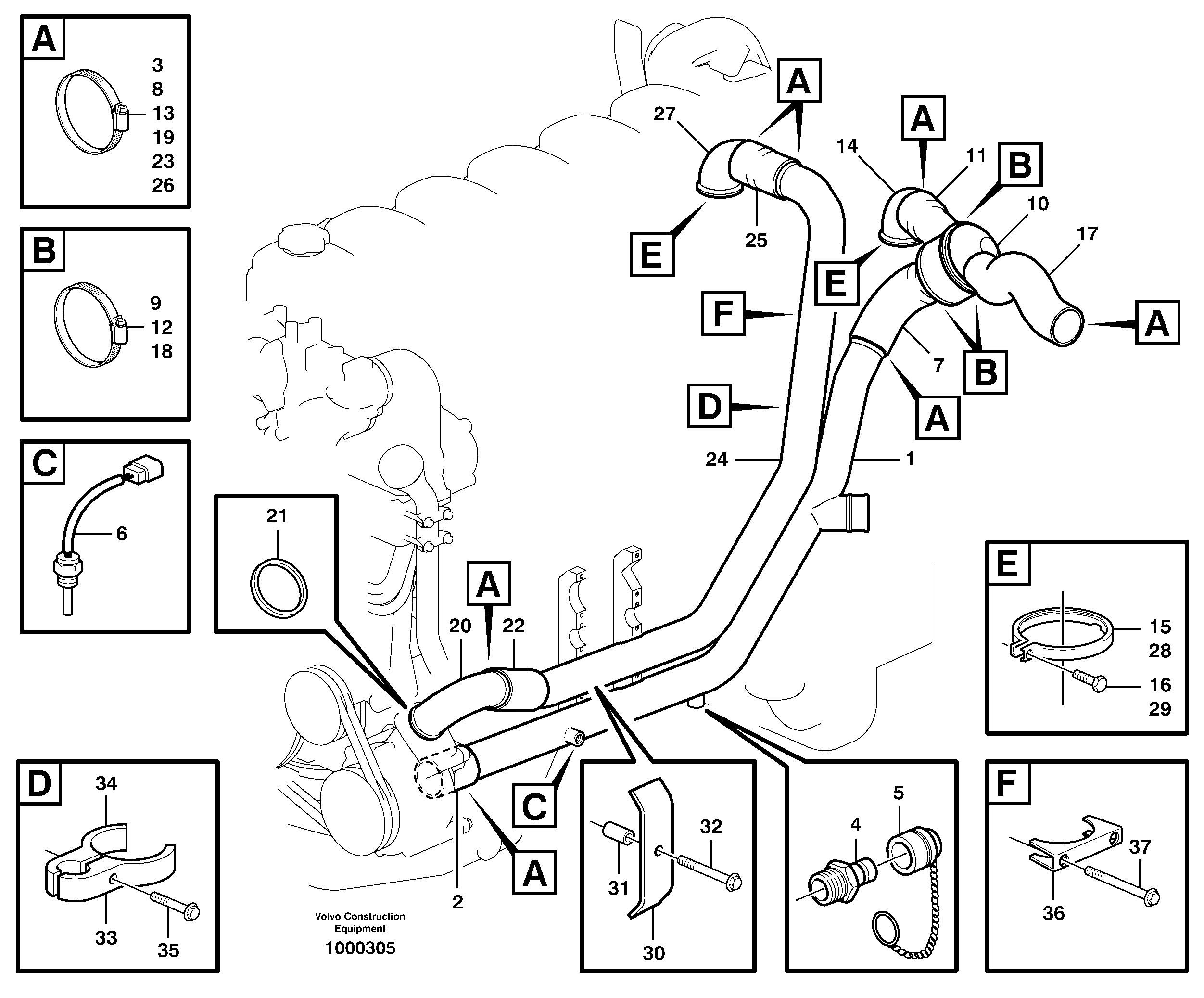 Cooling system, secondary pump - converter — volvo parts diagram