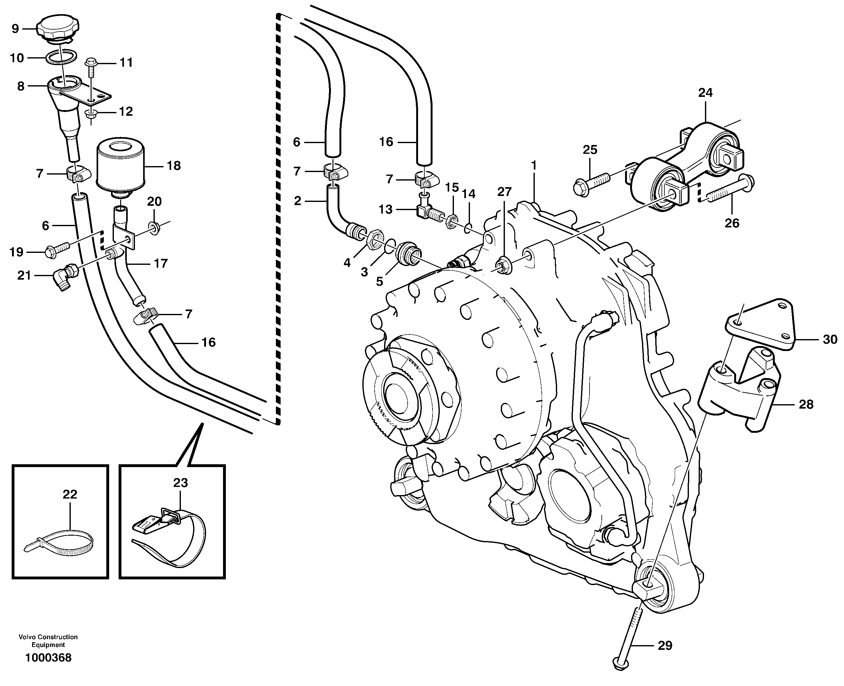 Drop box with fitting parts — volvo parts diagram