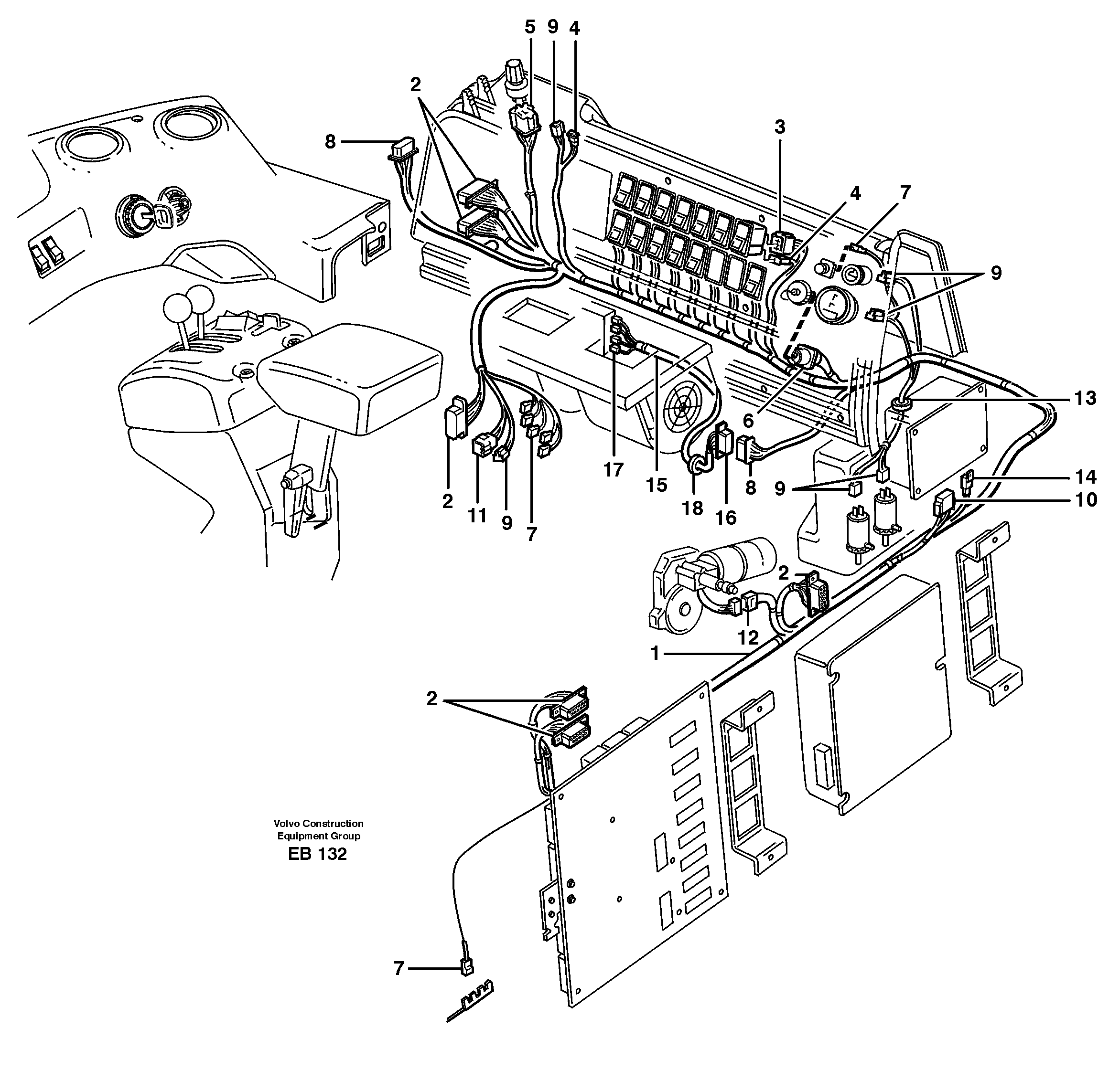 Cable harnesses, control panel — volvo parts diagram