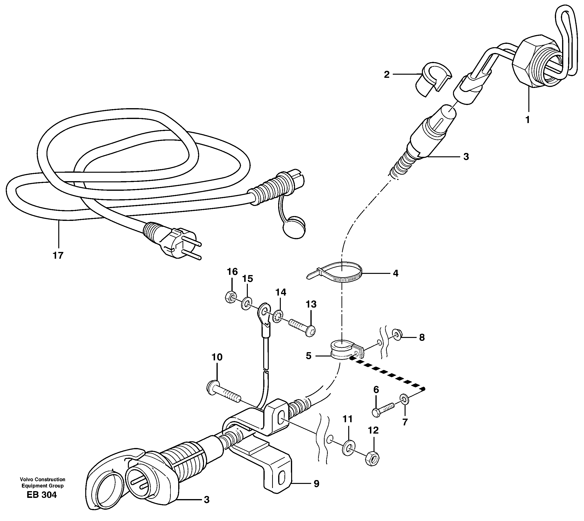 Engine heater, 220v/750w 80564 — volvo parts diagram
