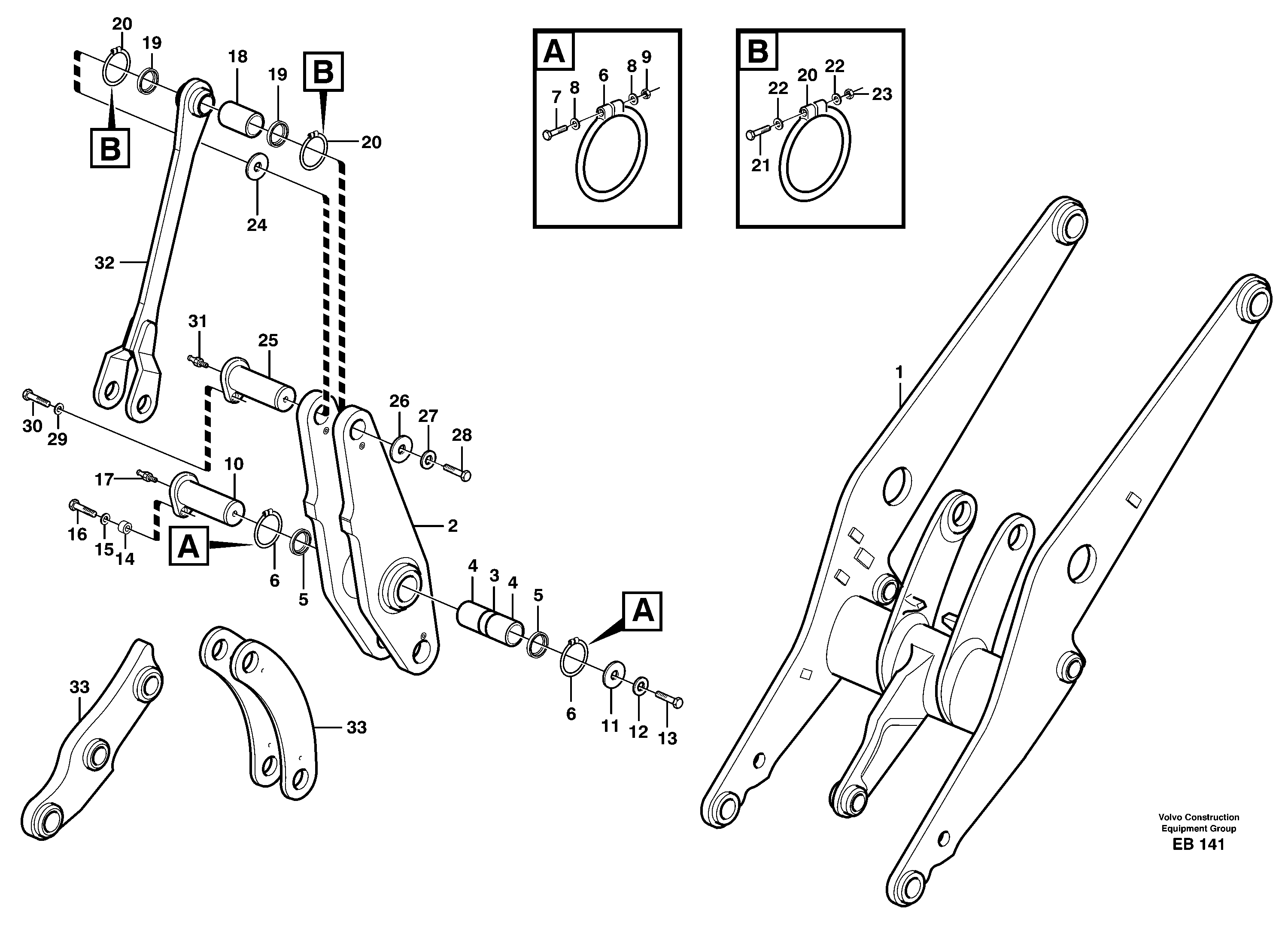Rear links with assembly parts — volvo parts diagram