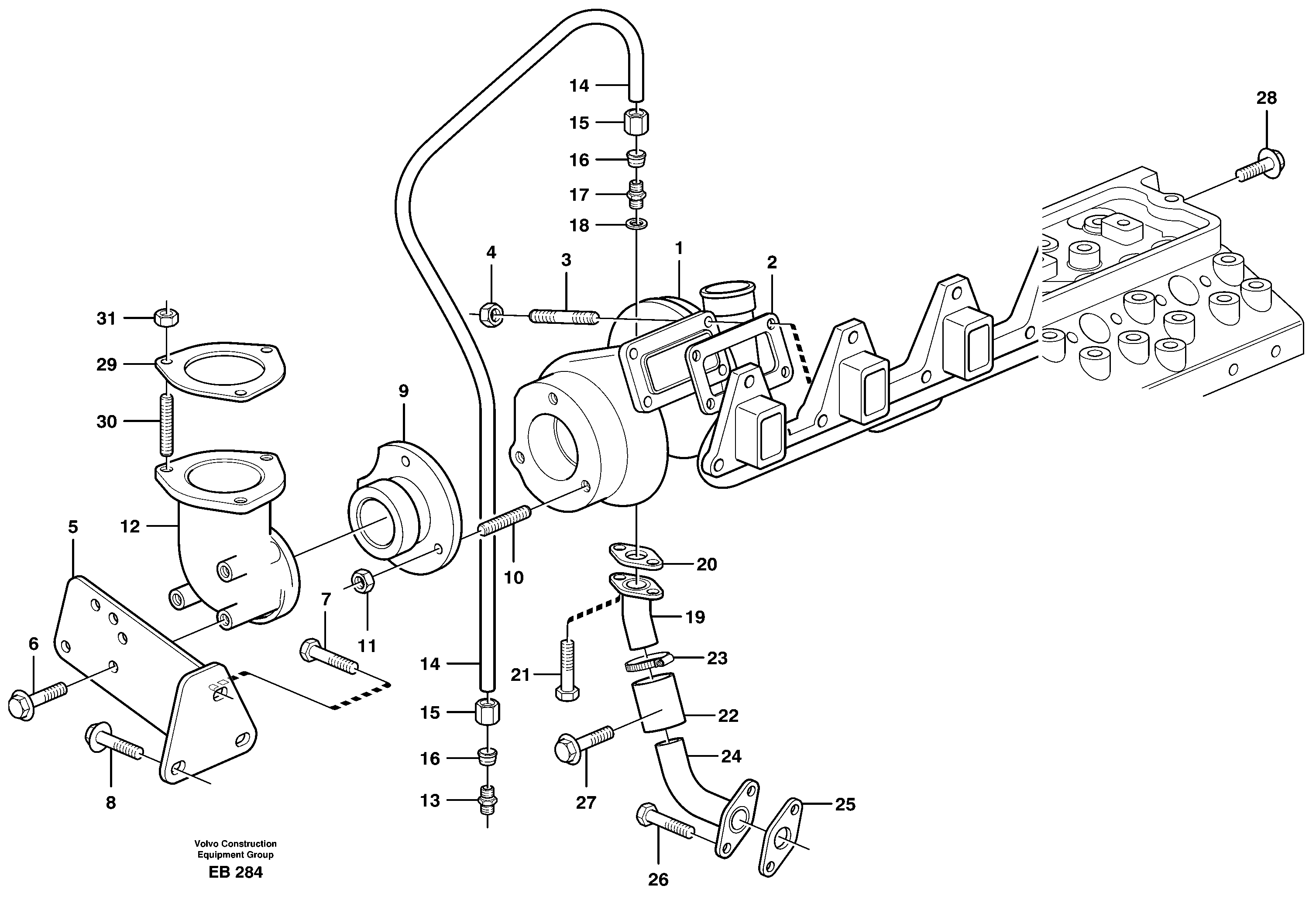 Turbocharger with fitting parts — volvo parts diagram