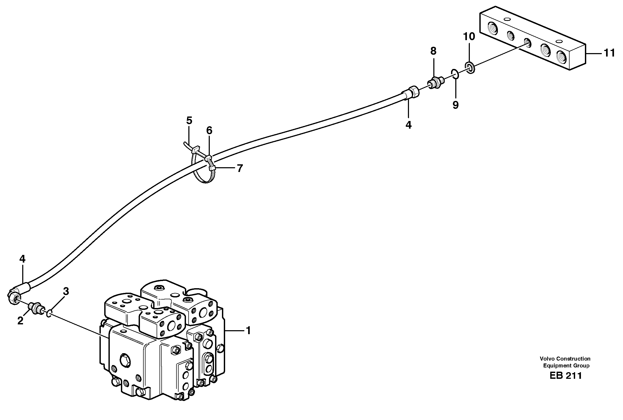 Draining line - control valve — volvo parts diagram