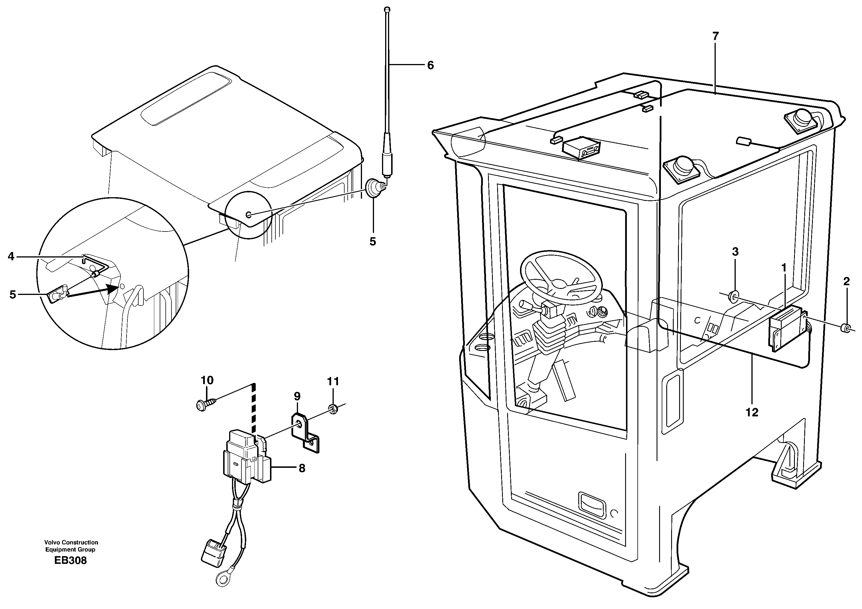 Voltage converter and cable harness for radio. 80518 — volvo parts diagram