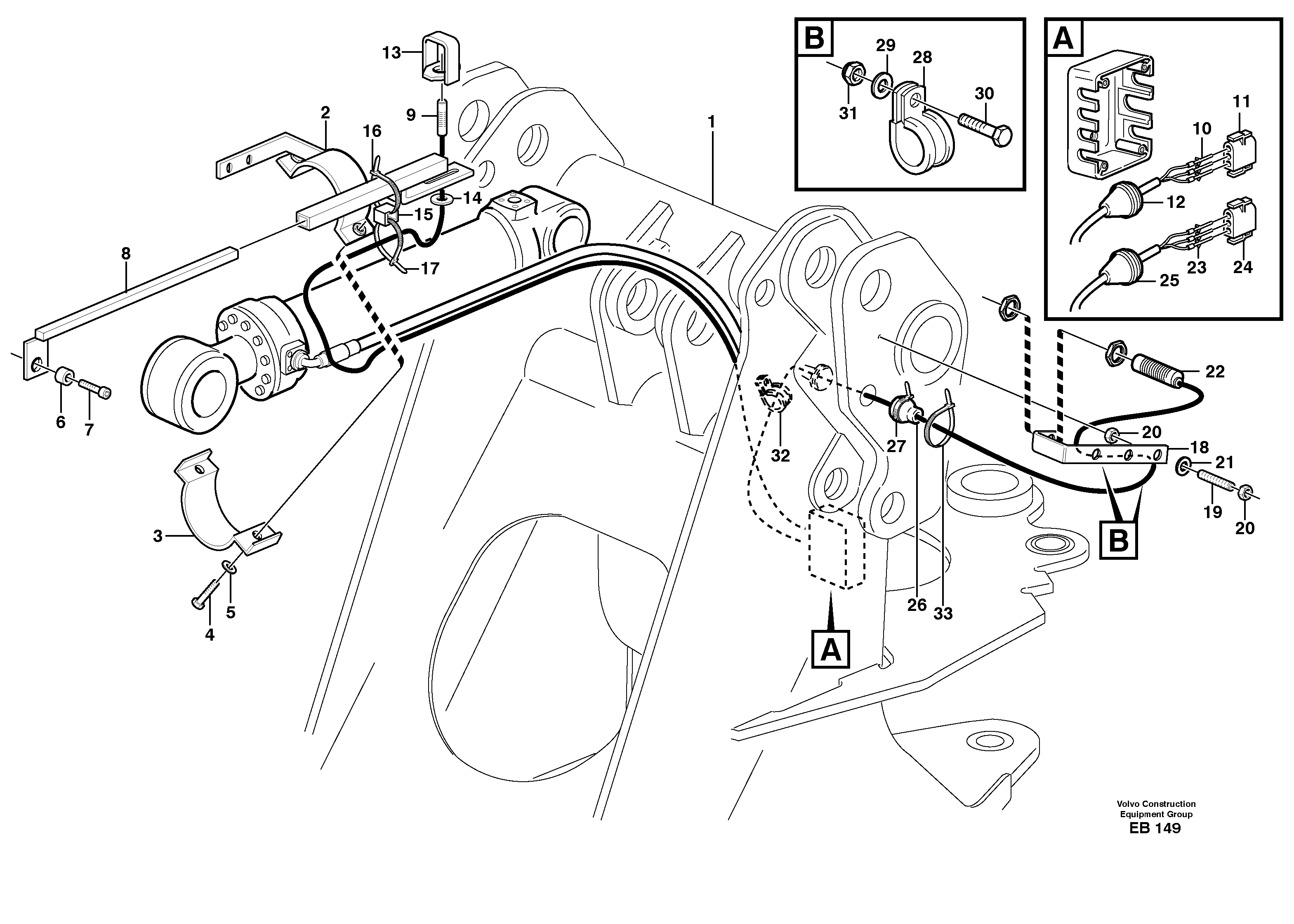 Bucket positioner and boom kickout — volvo parts diagram