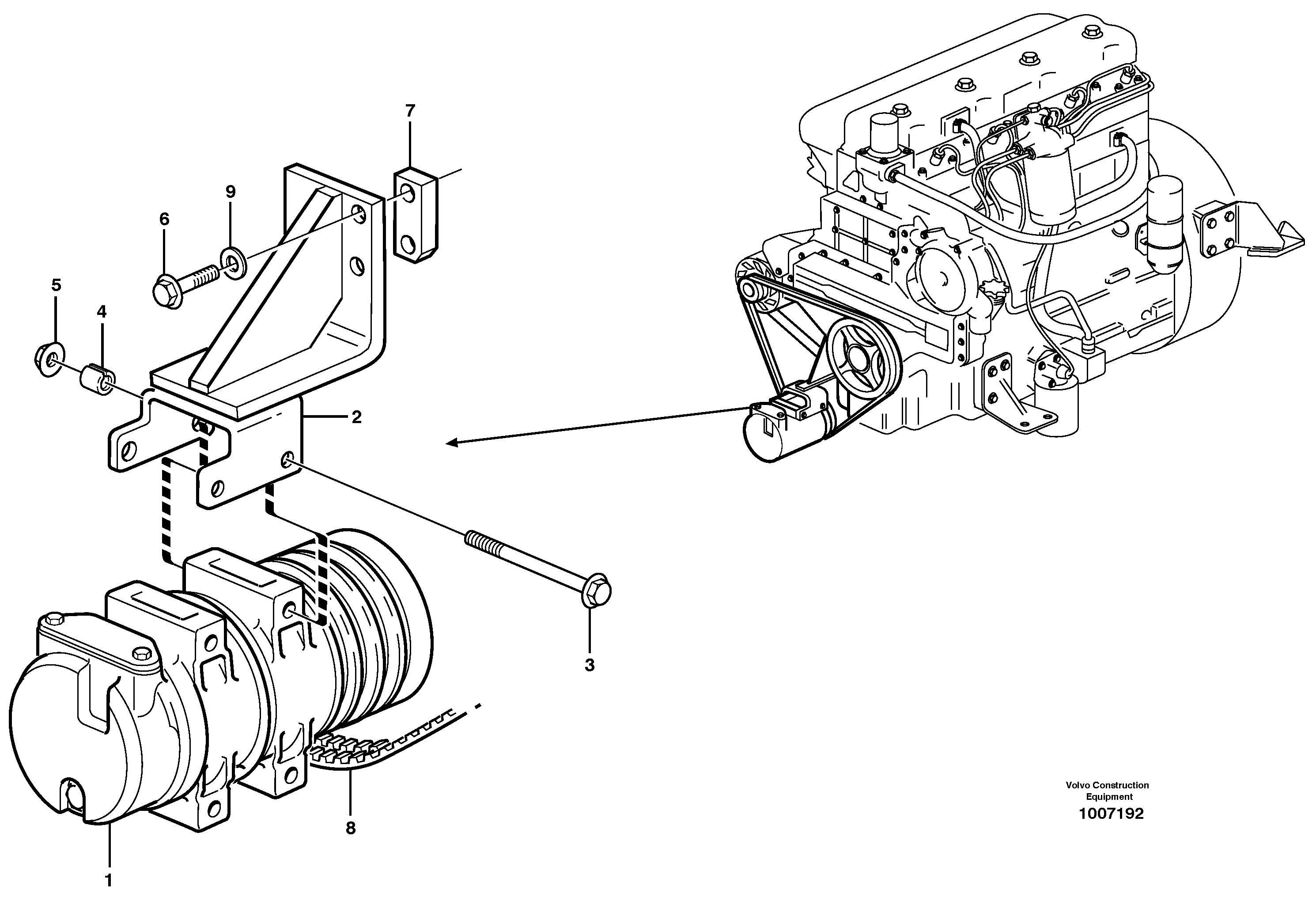 Compressor for cooling agent R134a with fitting parts.  80258, 80708 — volvo parts diagram