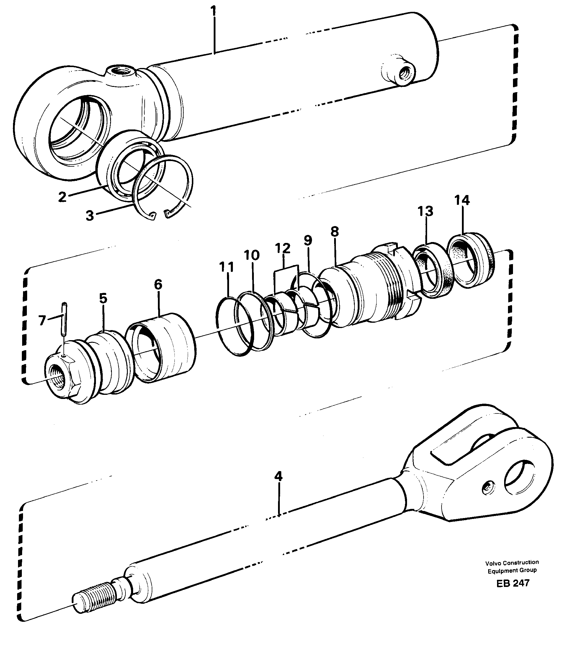 Hydraulic cylinder — volvo parts diagram