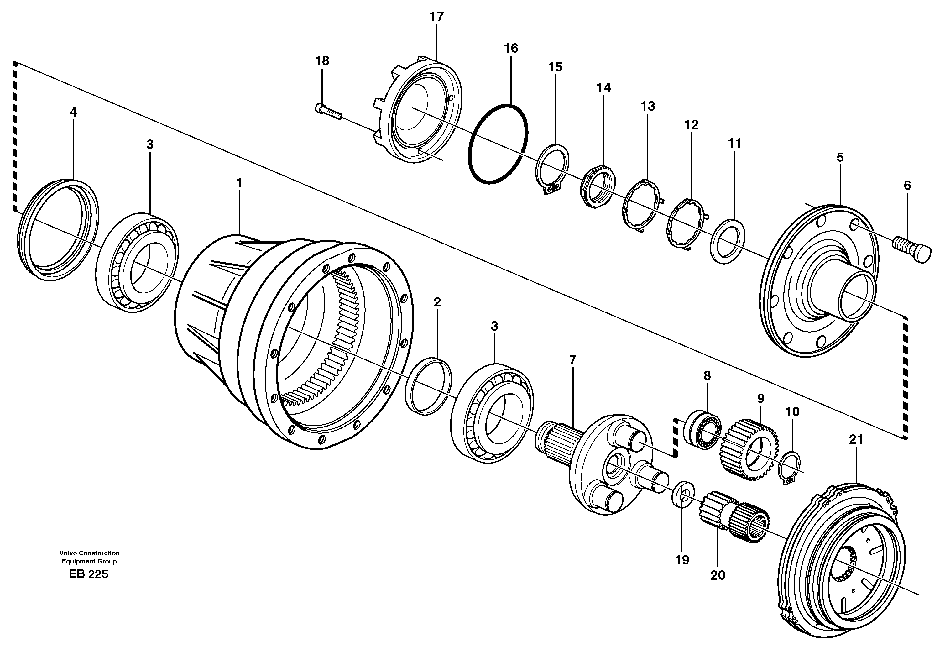 Planetary axle, rear  AWB 10 STD, 80379 — volvo parts diagram