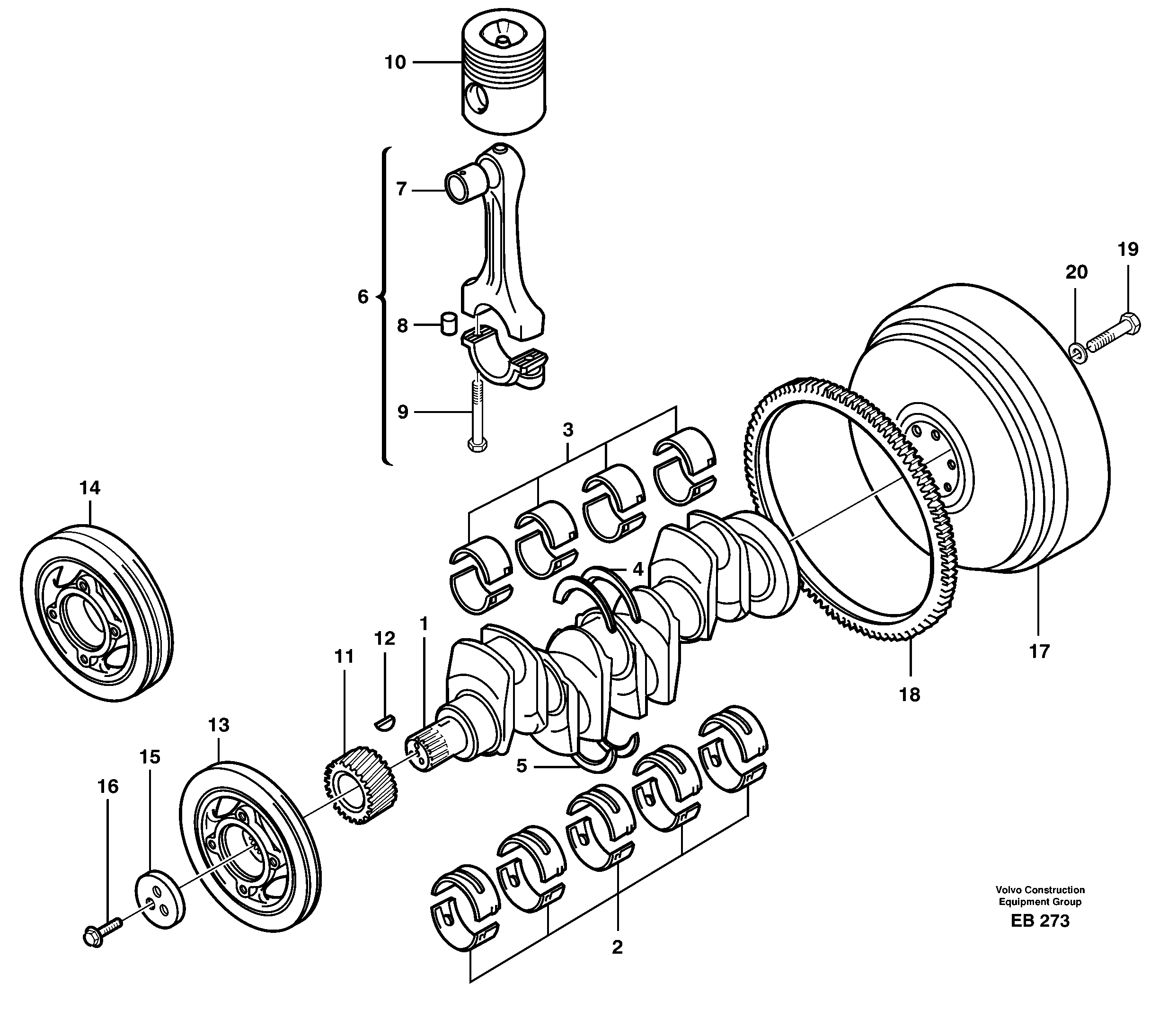 Crankshaft and related parts — volvo parts diagram