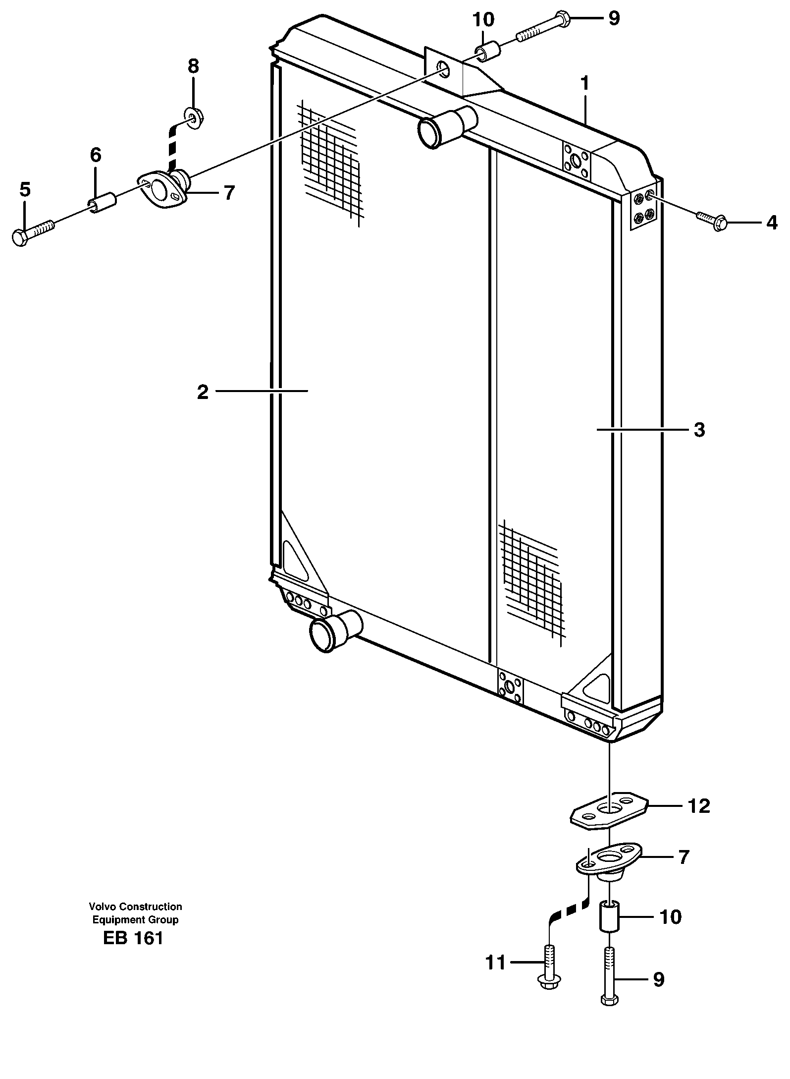 Radiator with fitting parts — volvo parts diagram