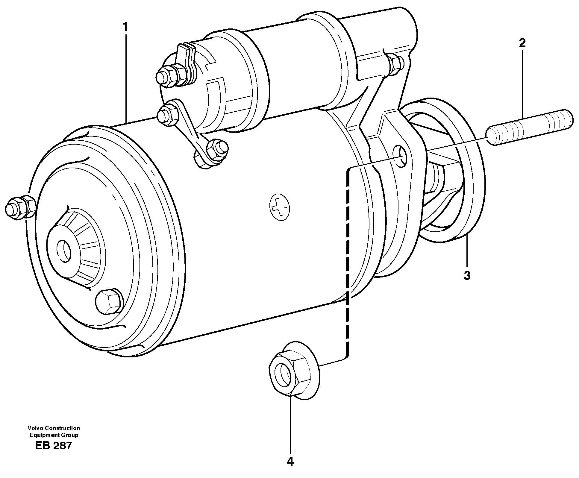 Starter motor with assembling details — volvo parts diagram
