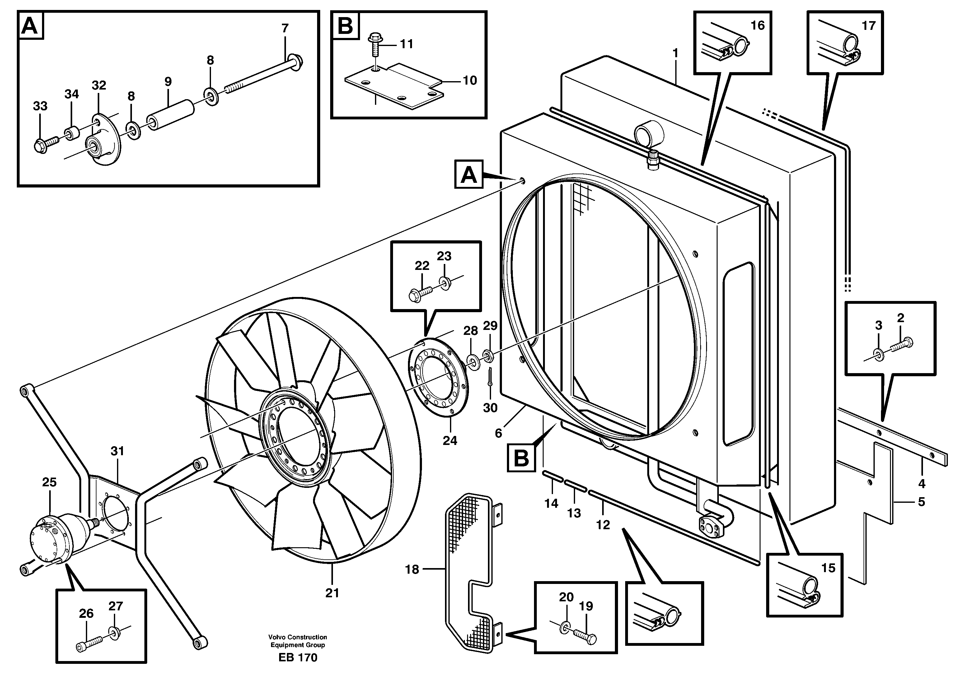 Fan and fan shroud — volvo parts diagram