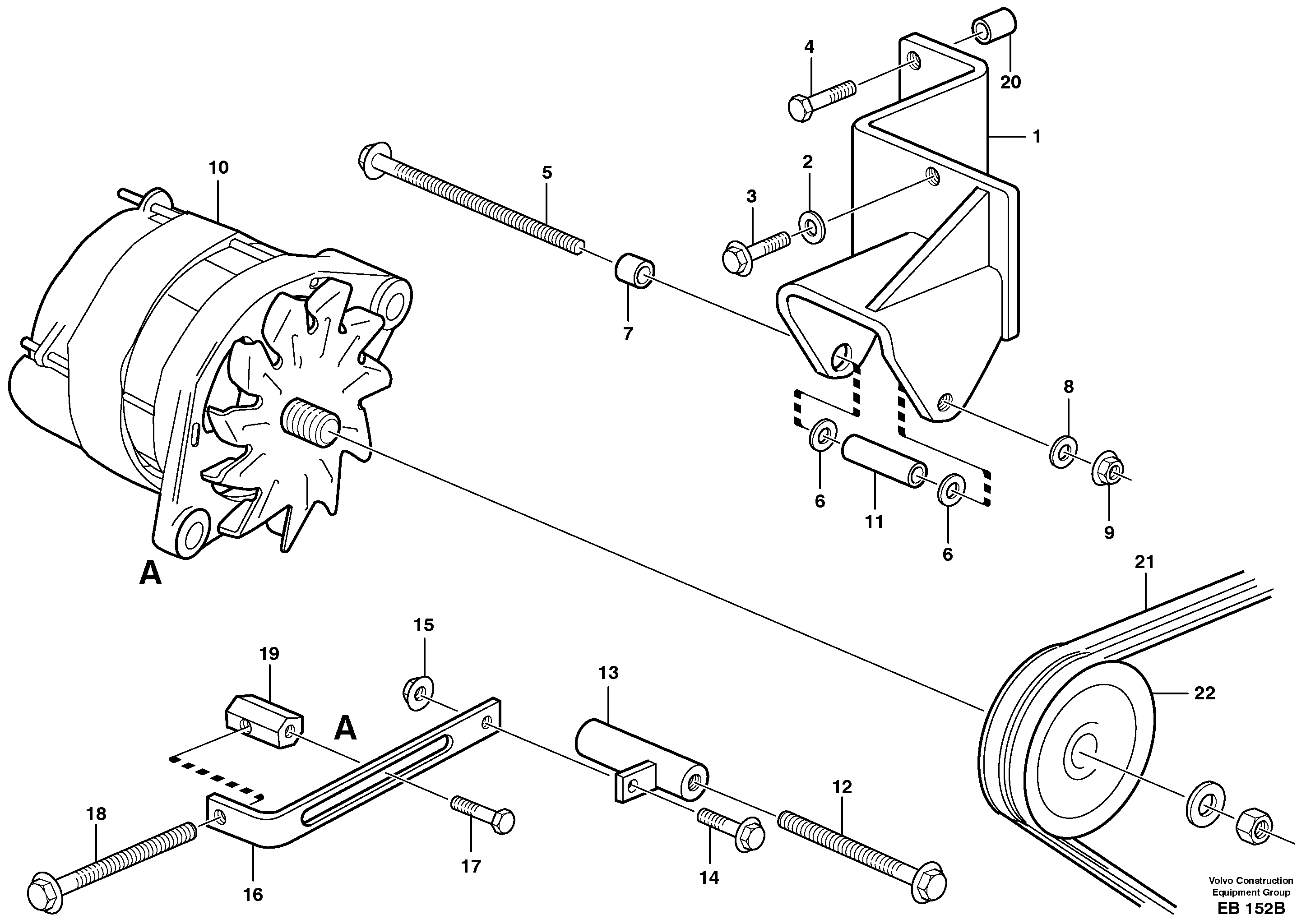 Alternator with assembling details — volvo parts diagram