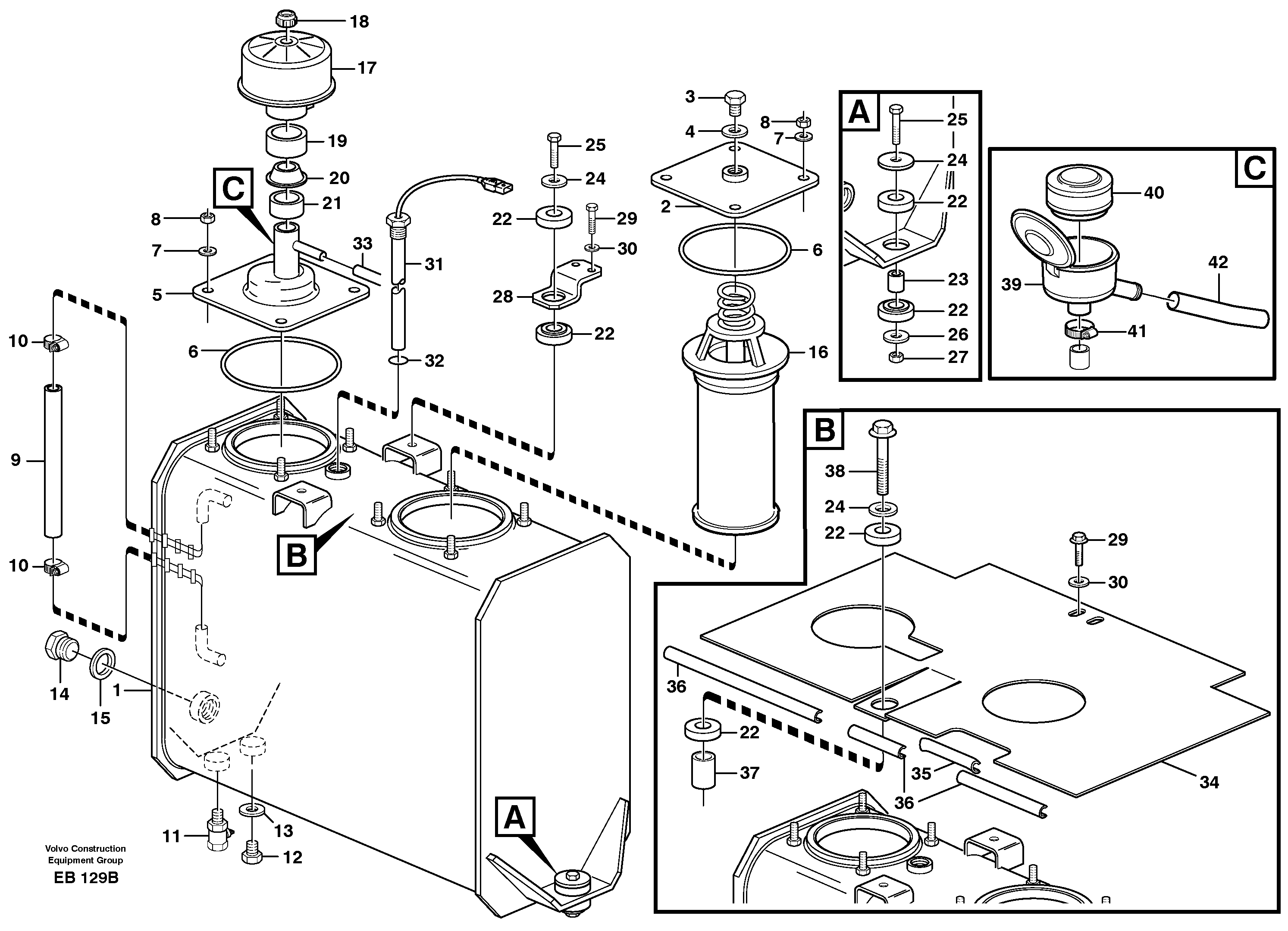 Hydraulic oil tank — volvo parts diagram