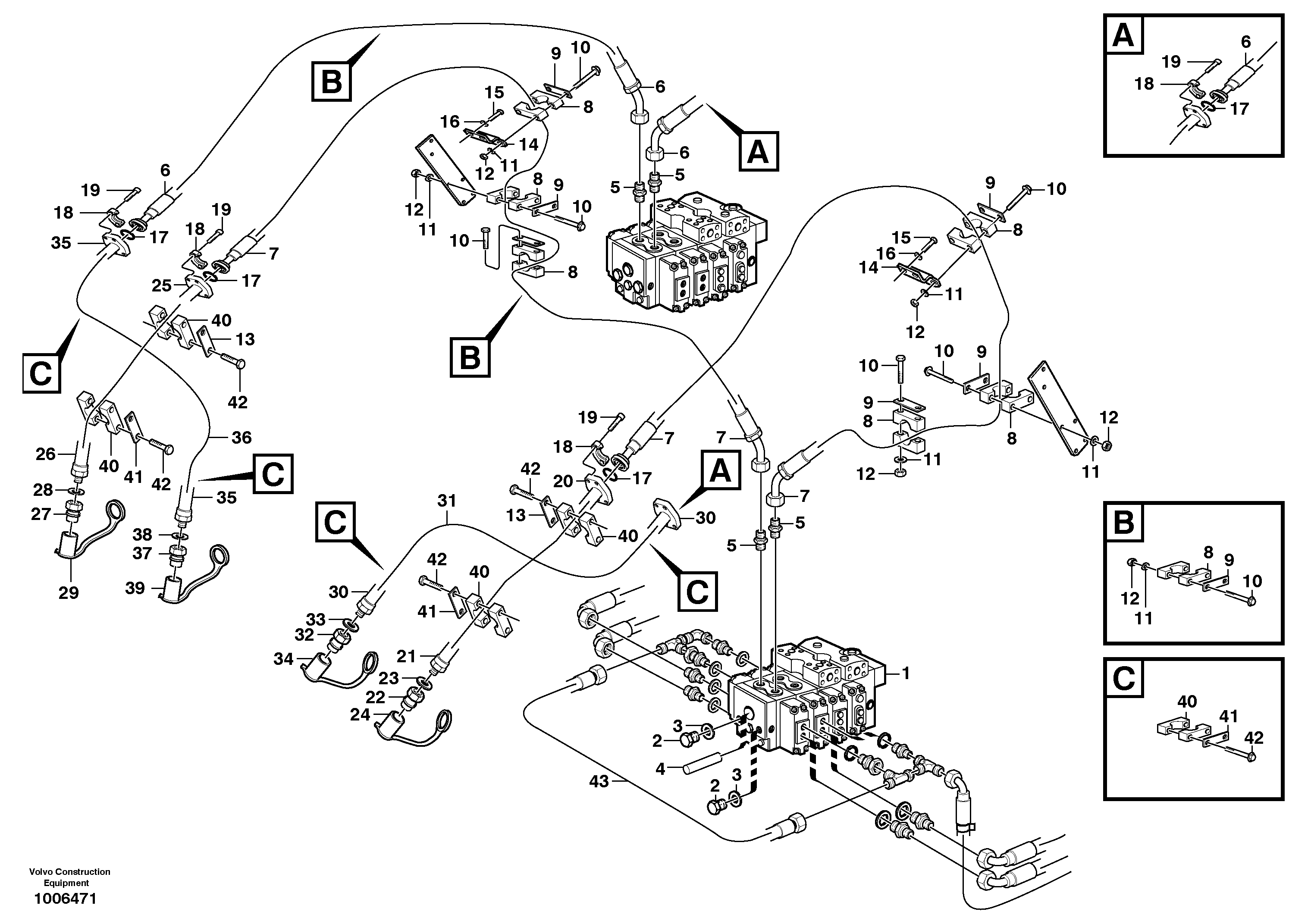 Hydraulic system, 3rd and 4th function  80215 — volvo parts diagram