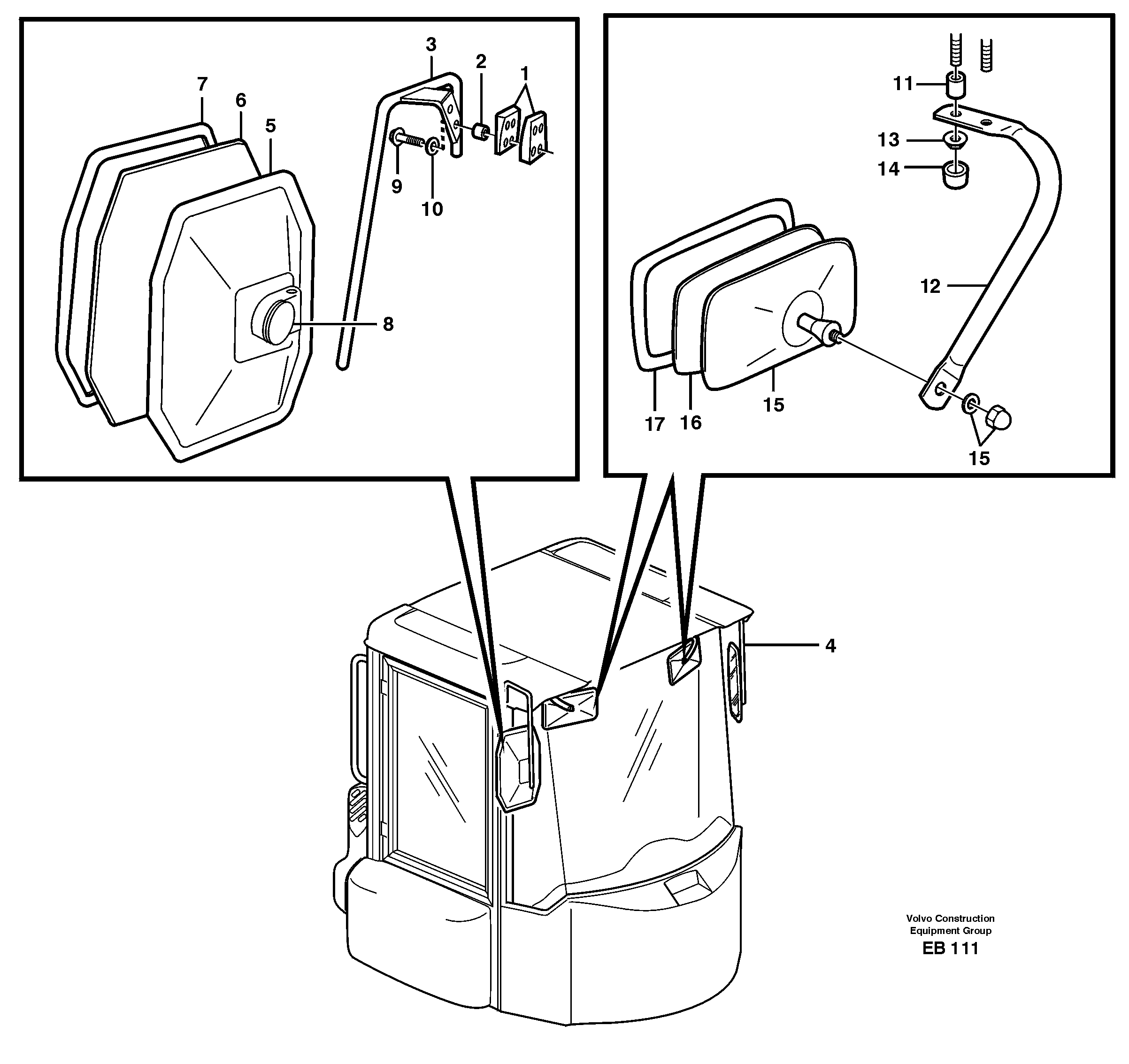 Rear view mirror — volvo parts diagram