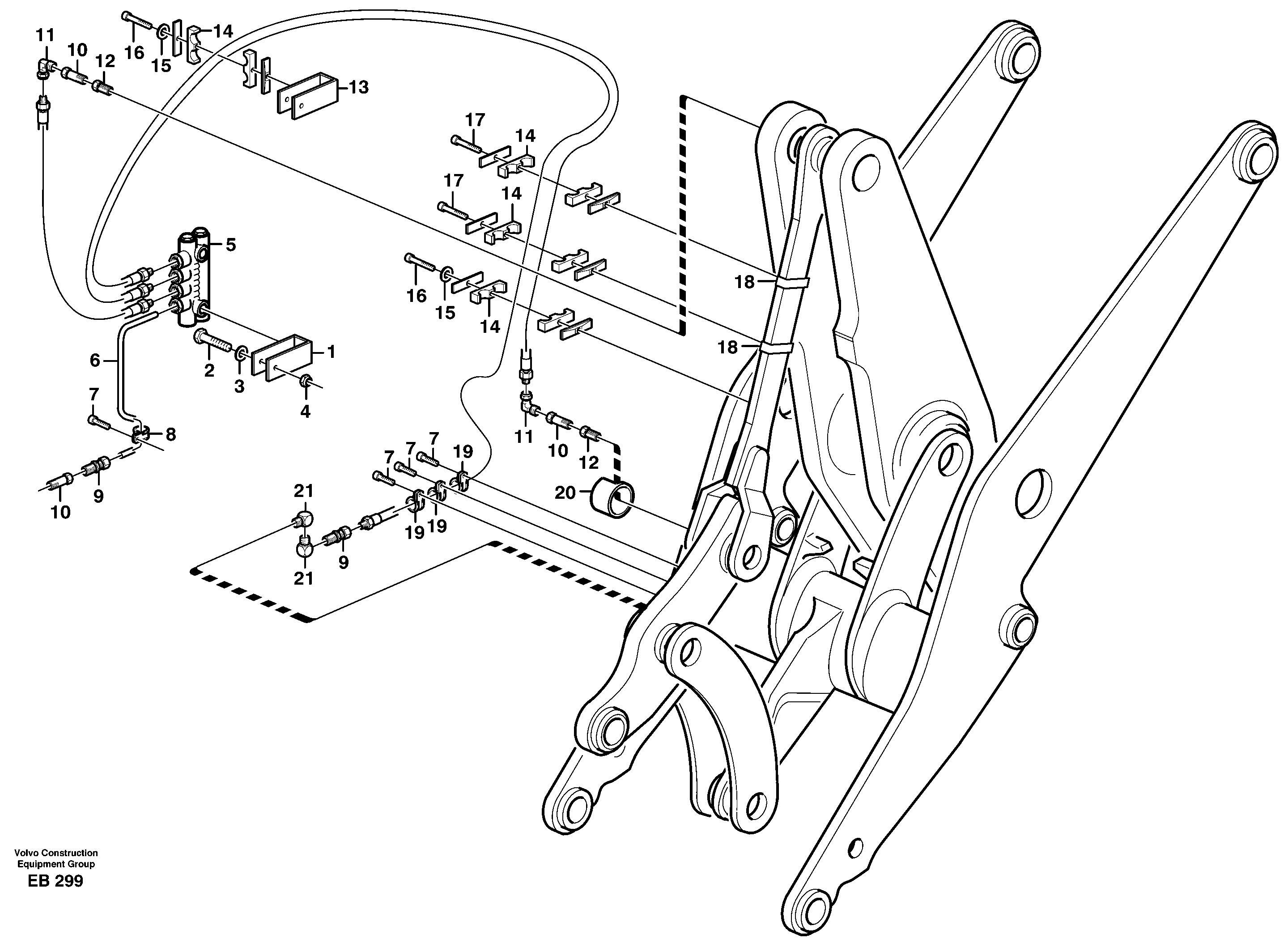 Central lubrication with fitting parts. B3  80579 — volvo parts diagram