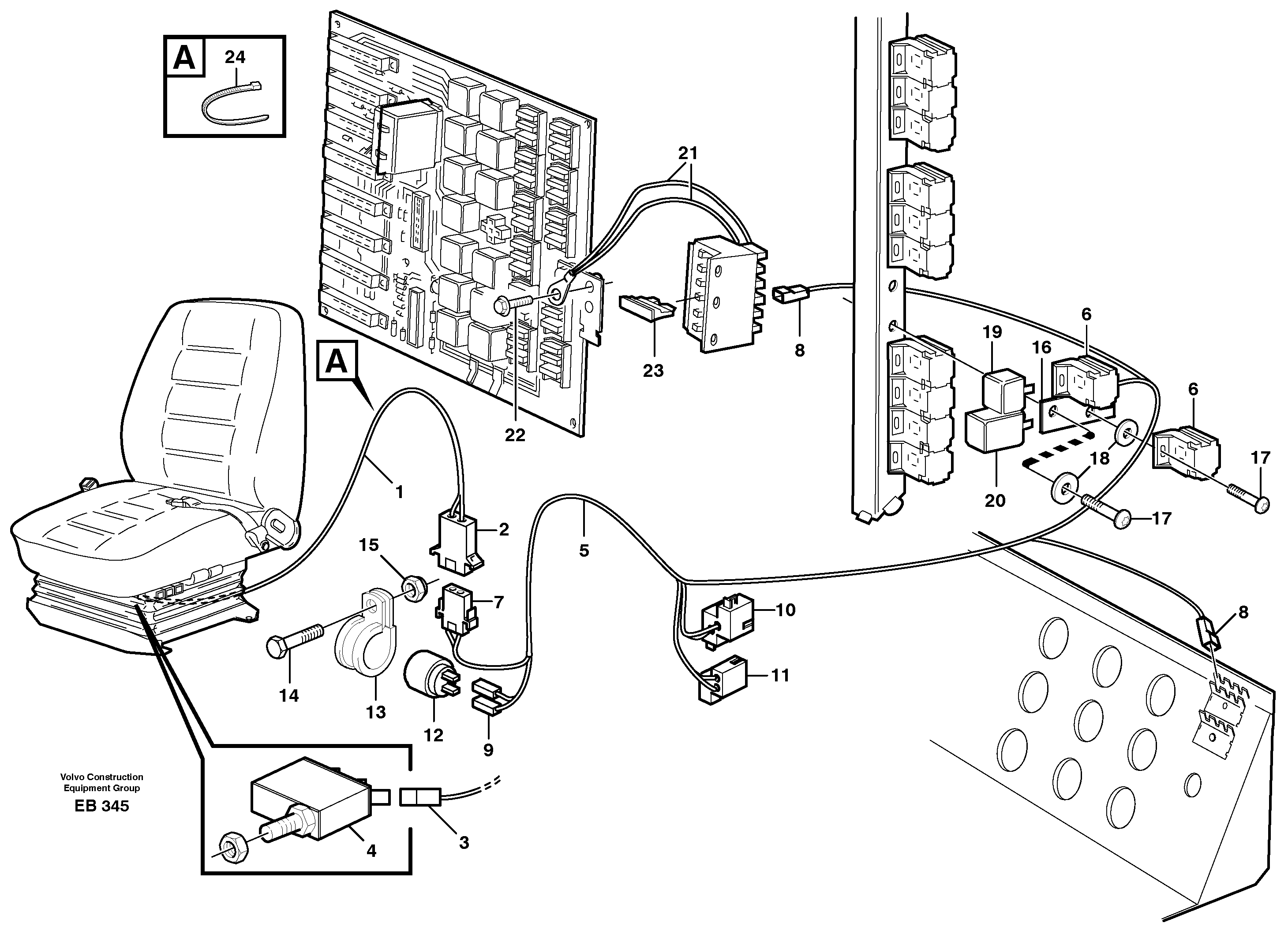 Electrical system, parking brake alarm  80348 — volvo parts diagram