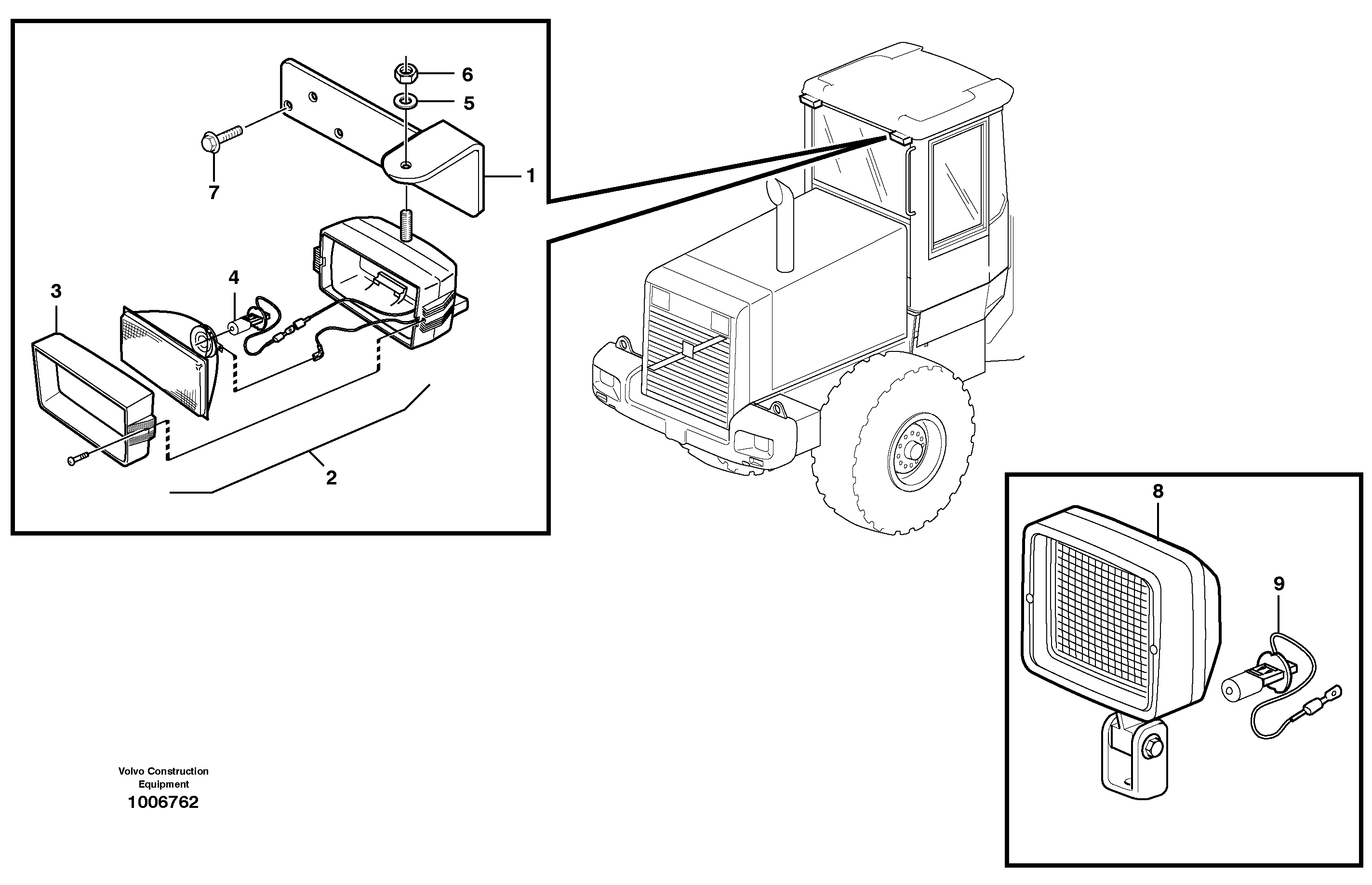 Work lights, rear — volvo parts diagram