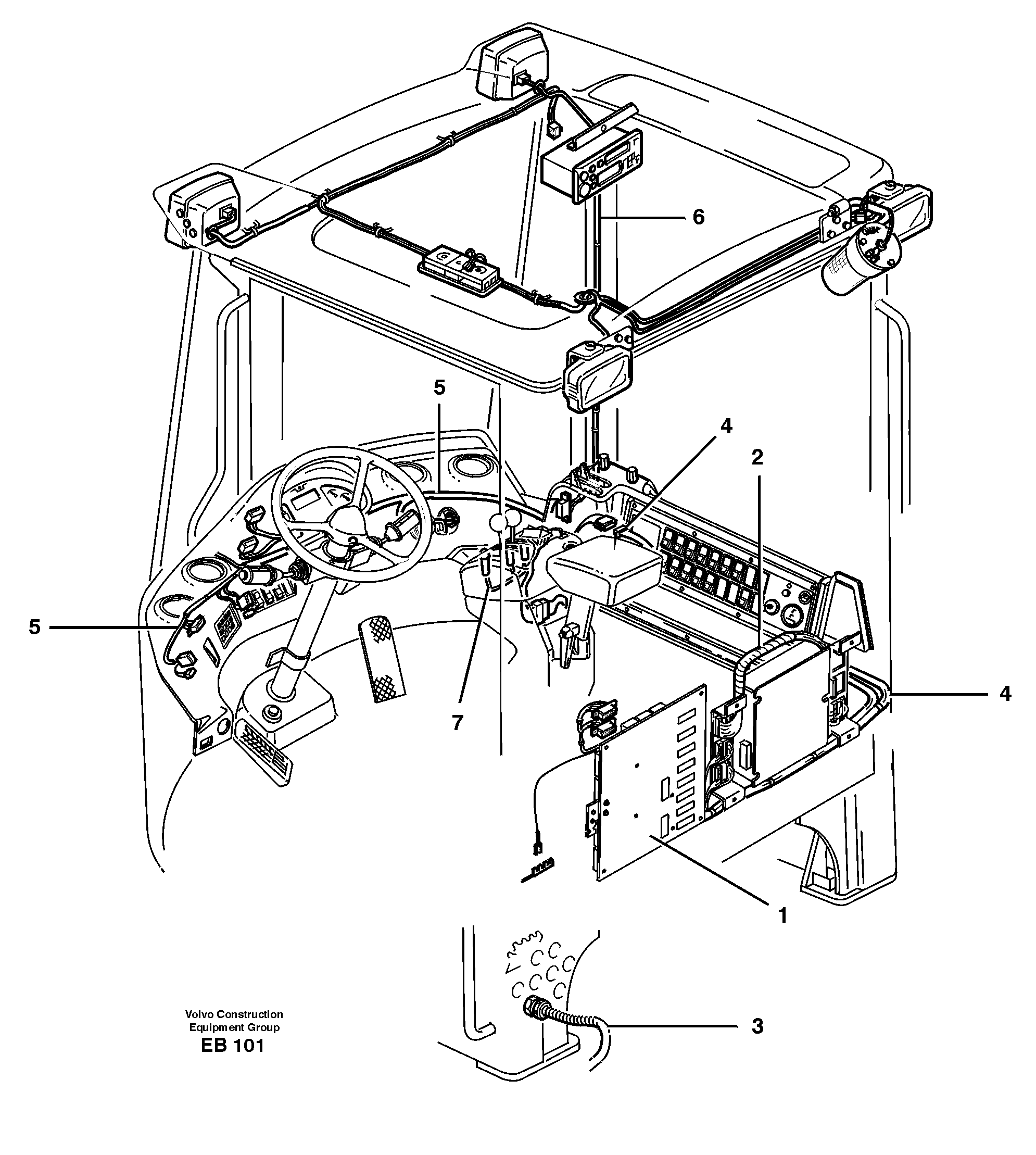 Cable harnesses, cab — volvo parts diagram