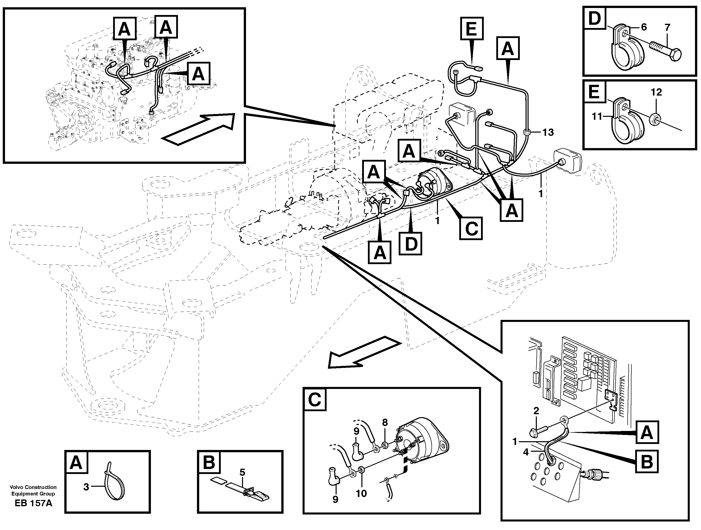 Rear cable harness with assembly parts — volvo parts diagram