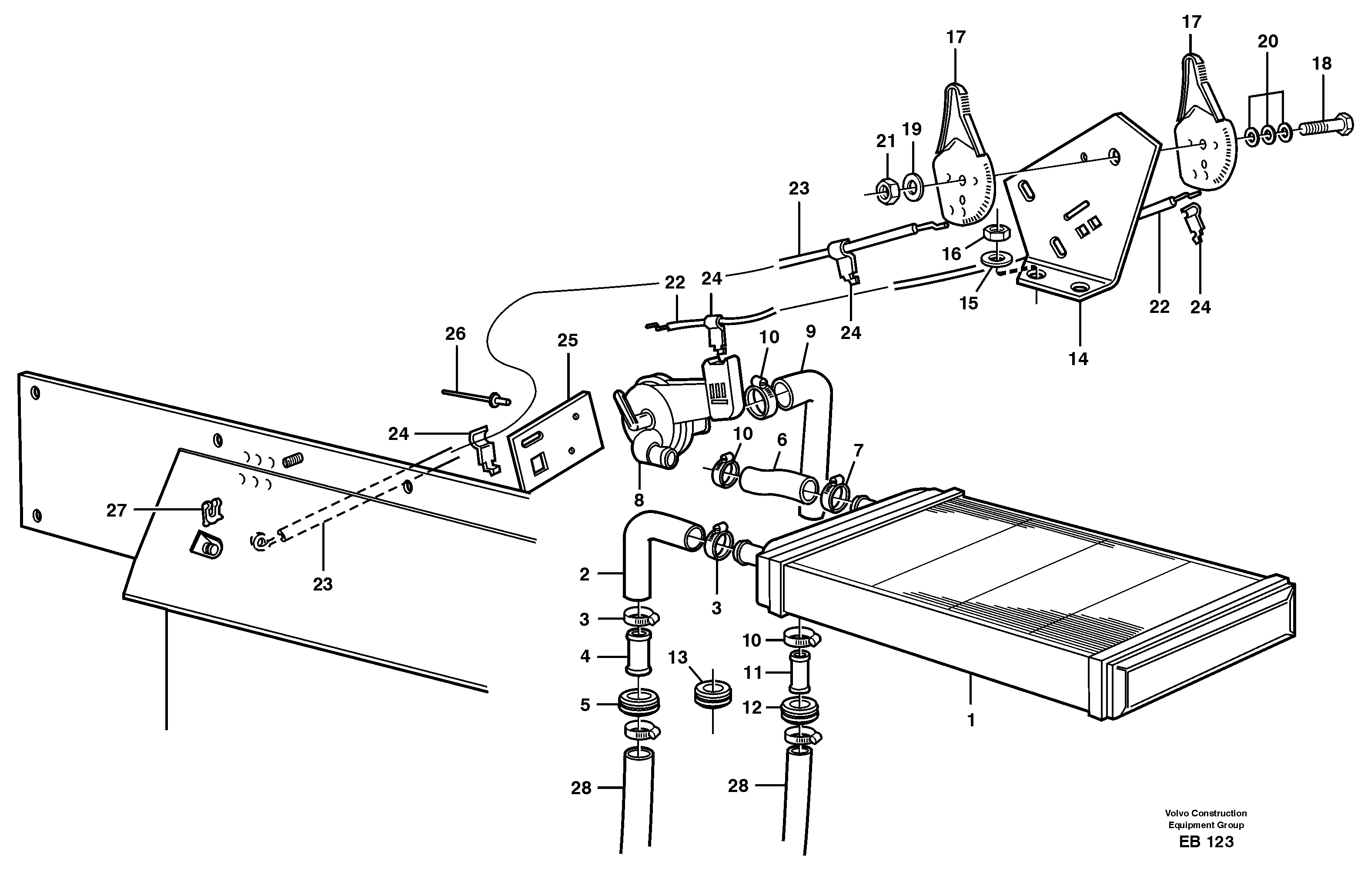 Radiator and control — volvo parts diagram