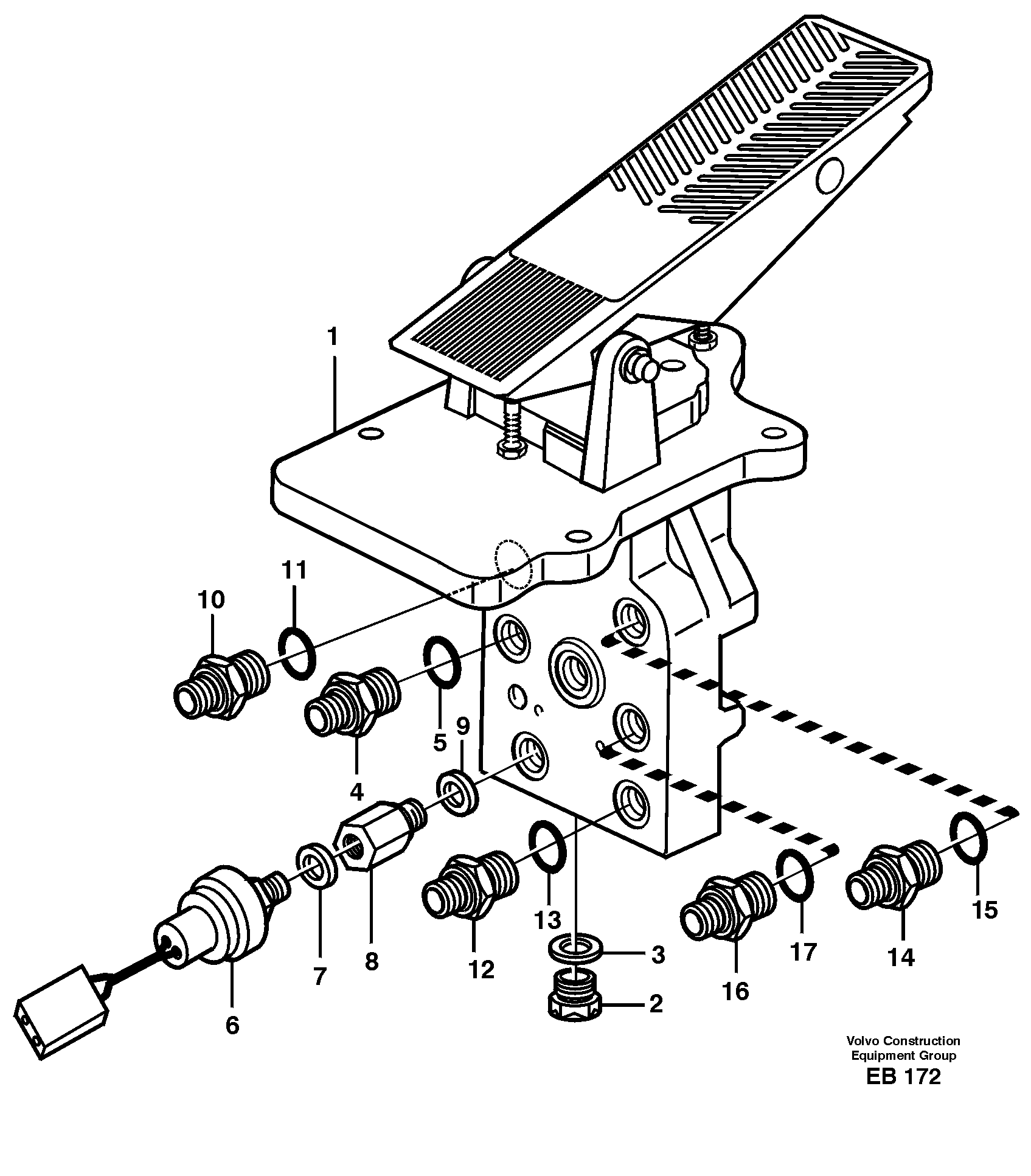 Footbrake valve Mounting — volvo parts diagram