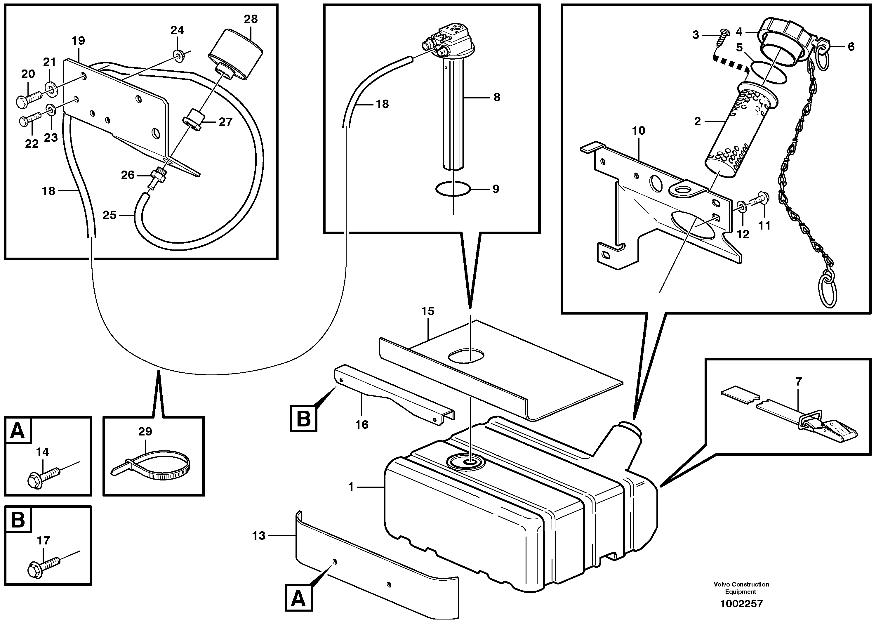 Fuel tank with fitting parts — volvo parts diagram