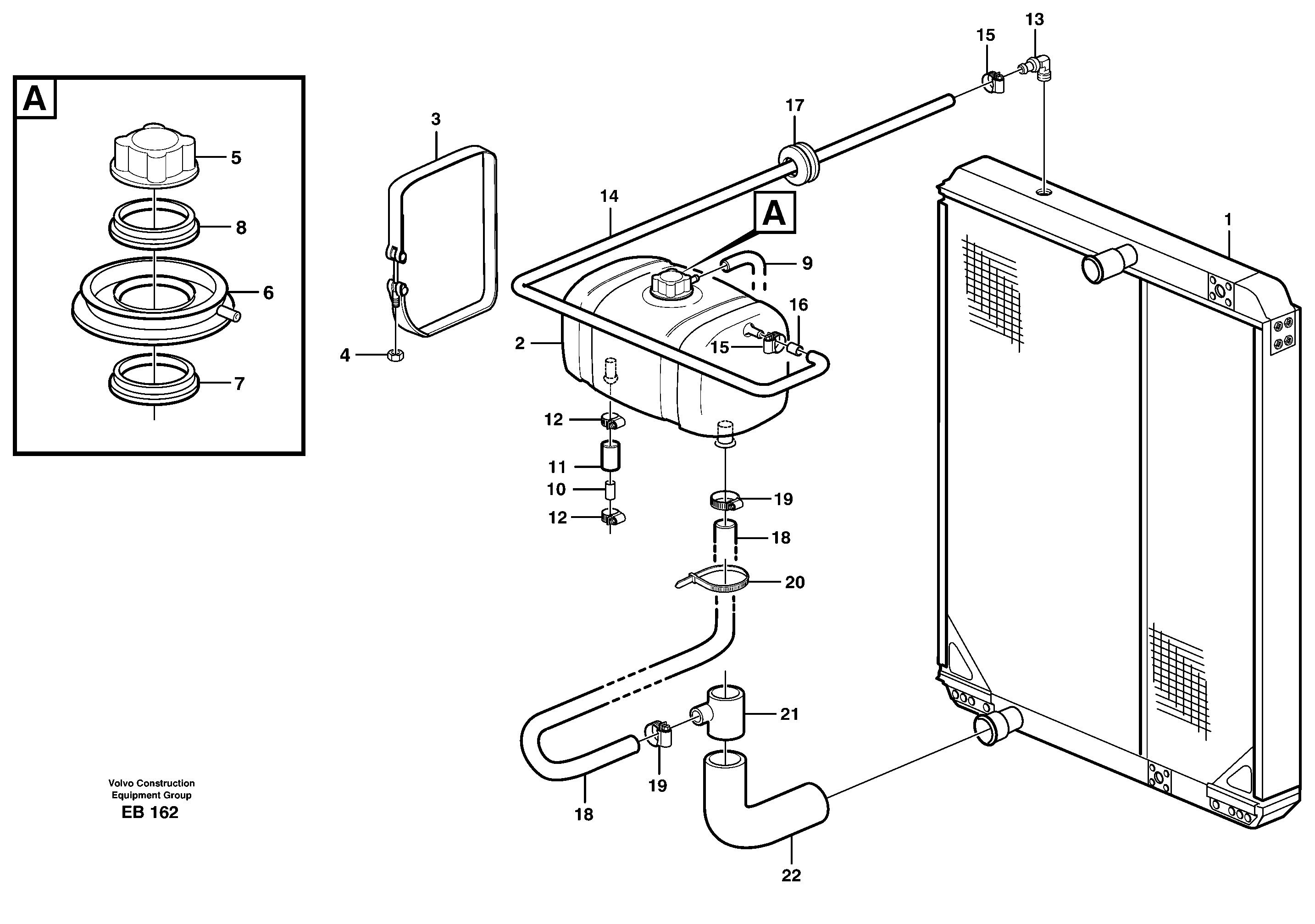 Expansion tank with fitting parts — volvo parts diagram