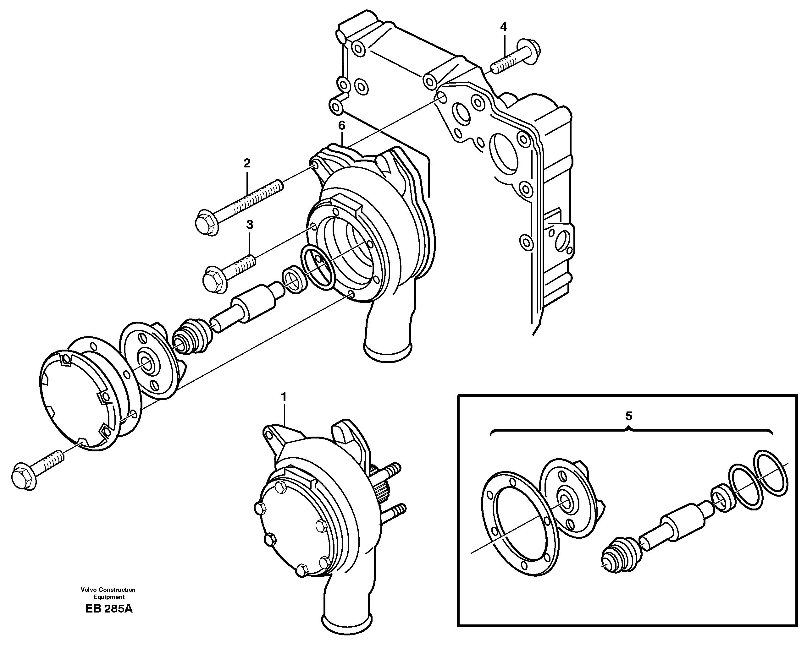 Water pump with fitting parts — volvo parts diagram