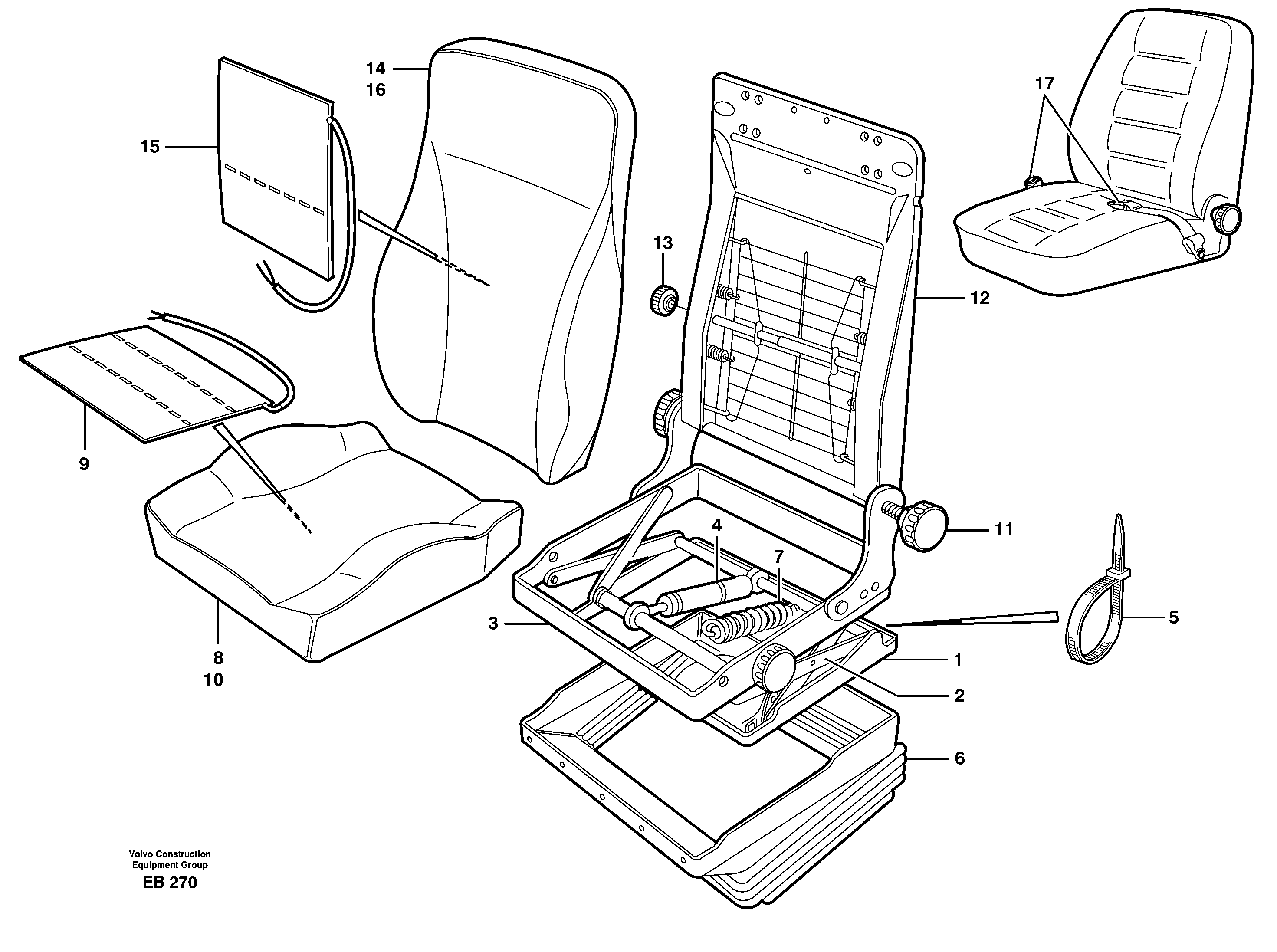 Operator's seat 94909, — volvo parts diagram