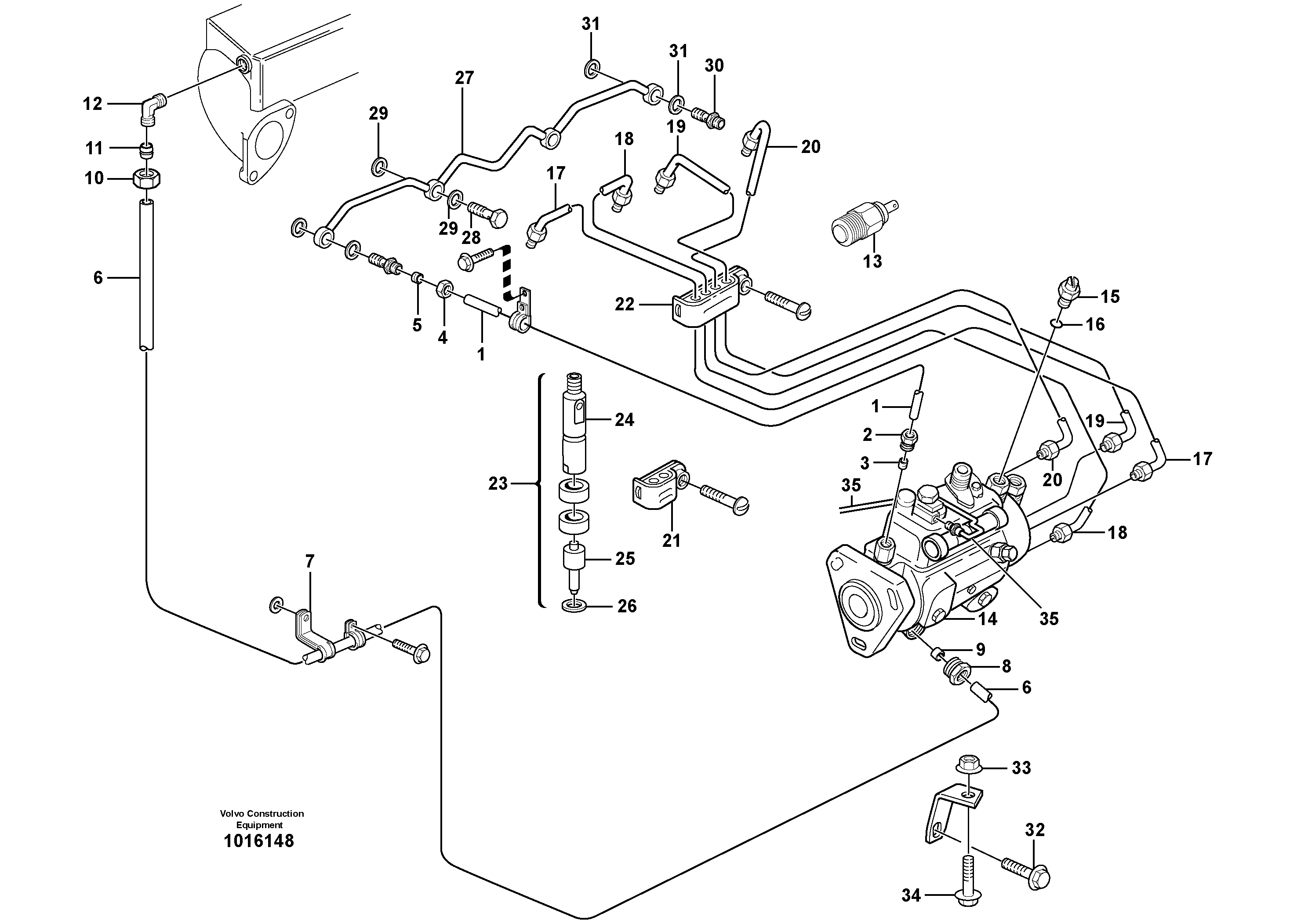 Fuel lines, injectors — volvo parts diagram