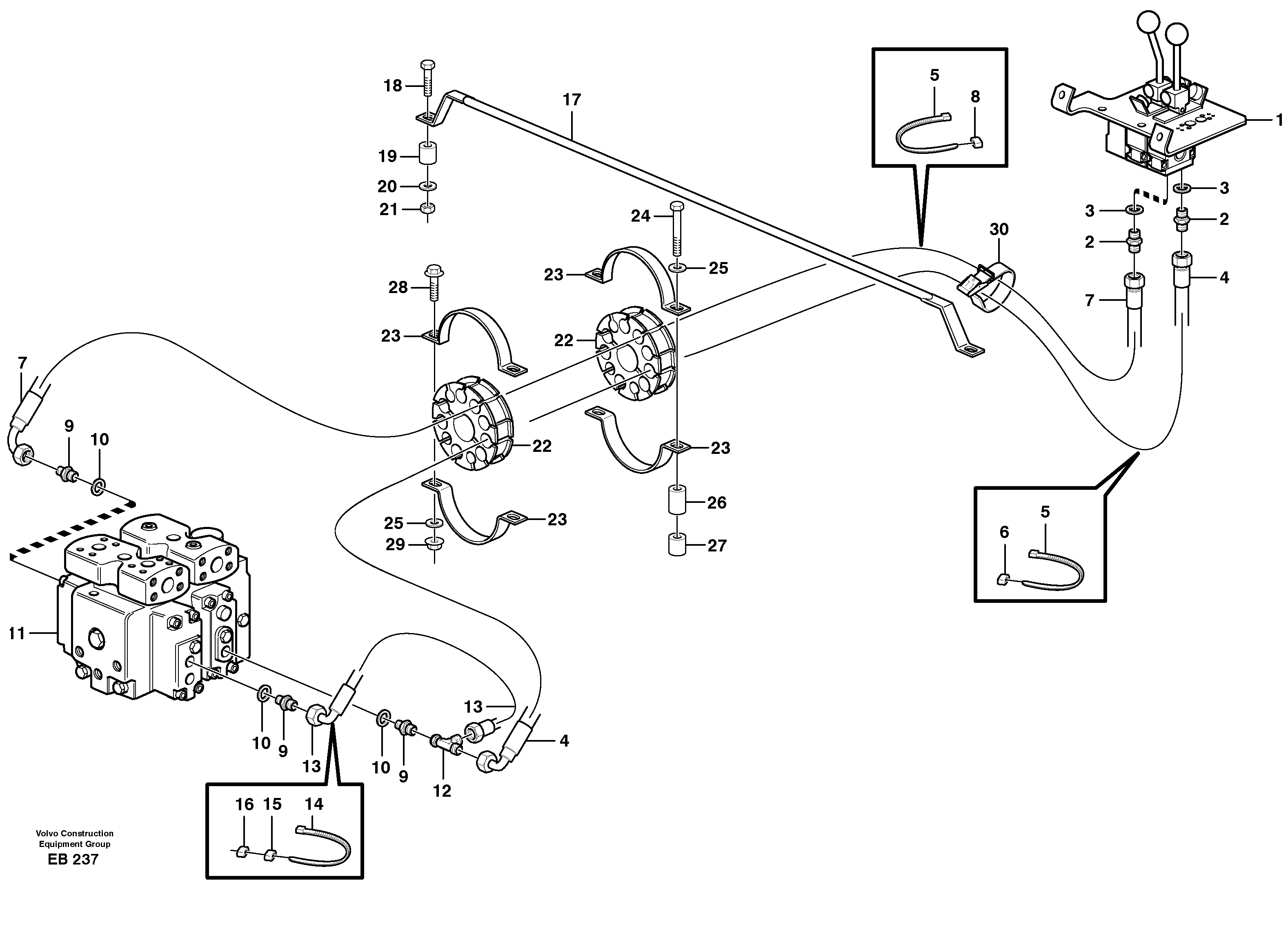 Servo - hydraulic, control lines, tilt — volvo parts diagram