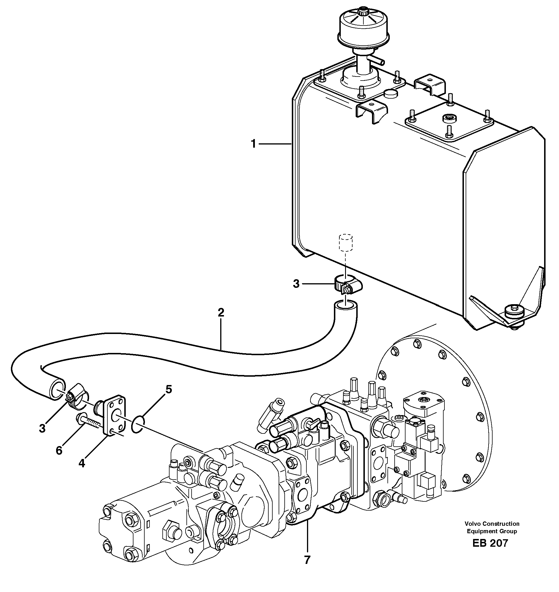 Suction line tank - pump — volvo parts diagram