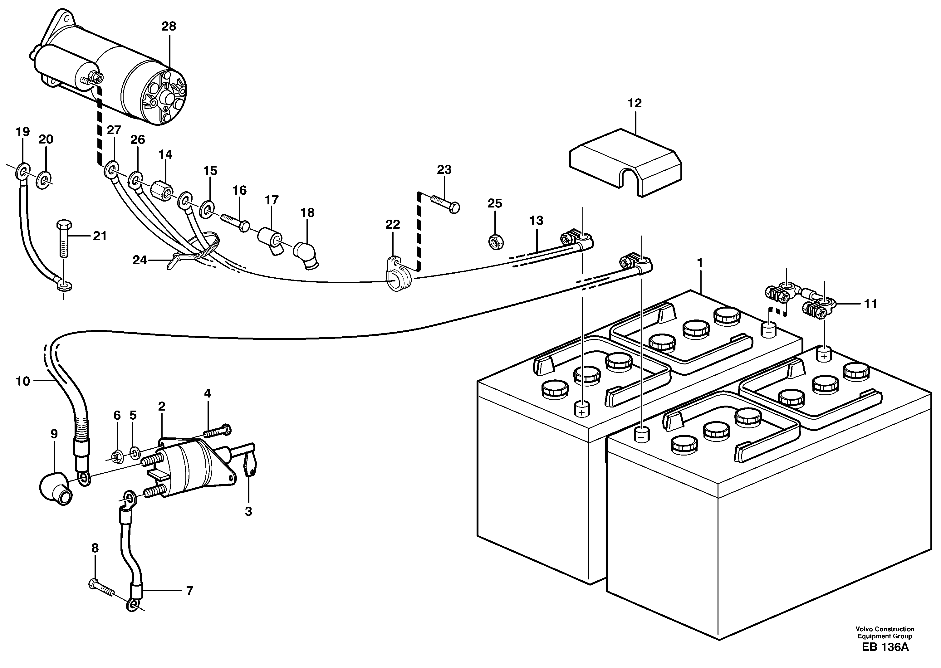 Battery cable and main switch — volvo parts diagram