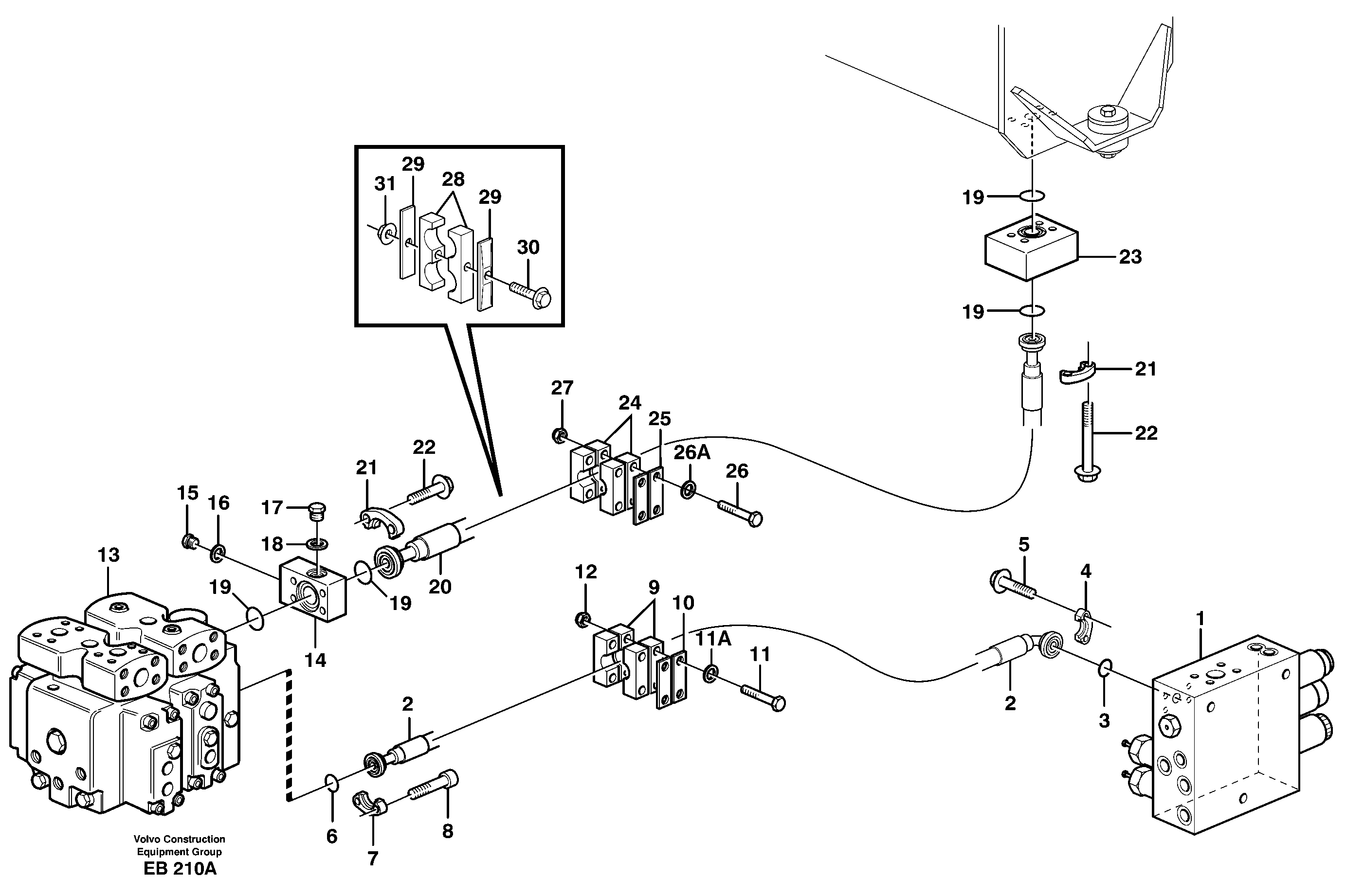 Feed- and return lines - control valve — volvo parts diagram