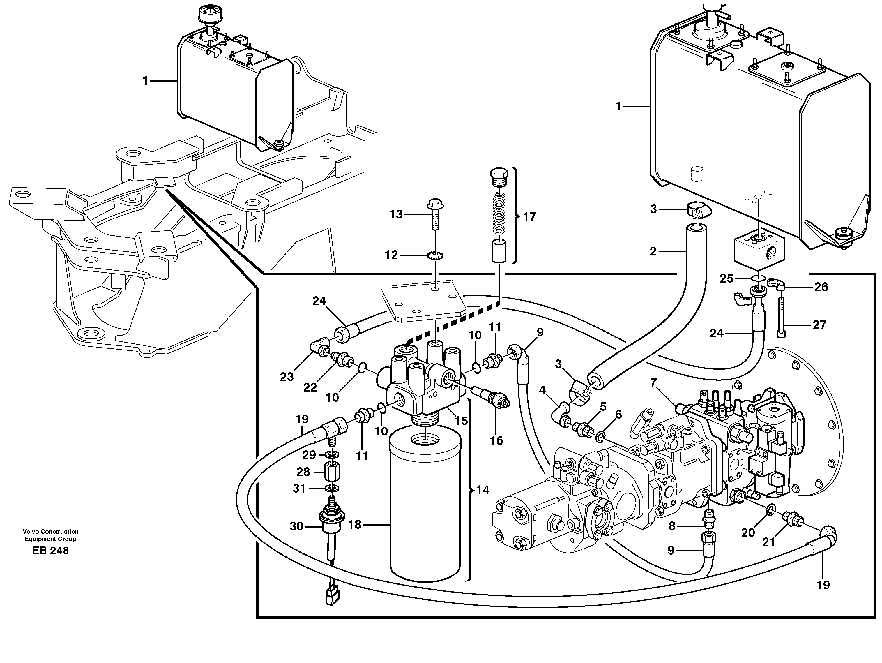 Suction hose and filter — volvo parts diagram