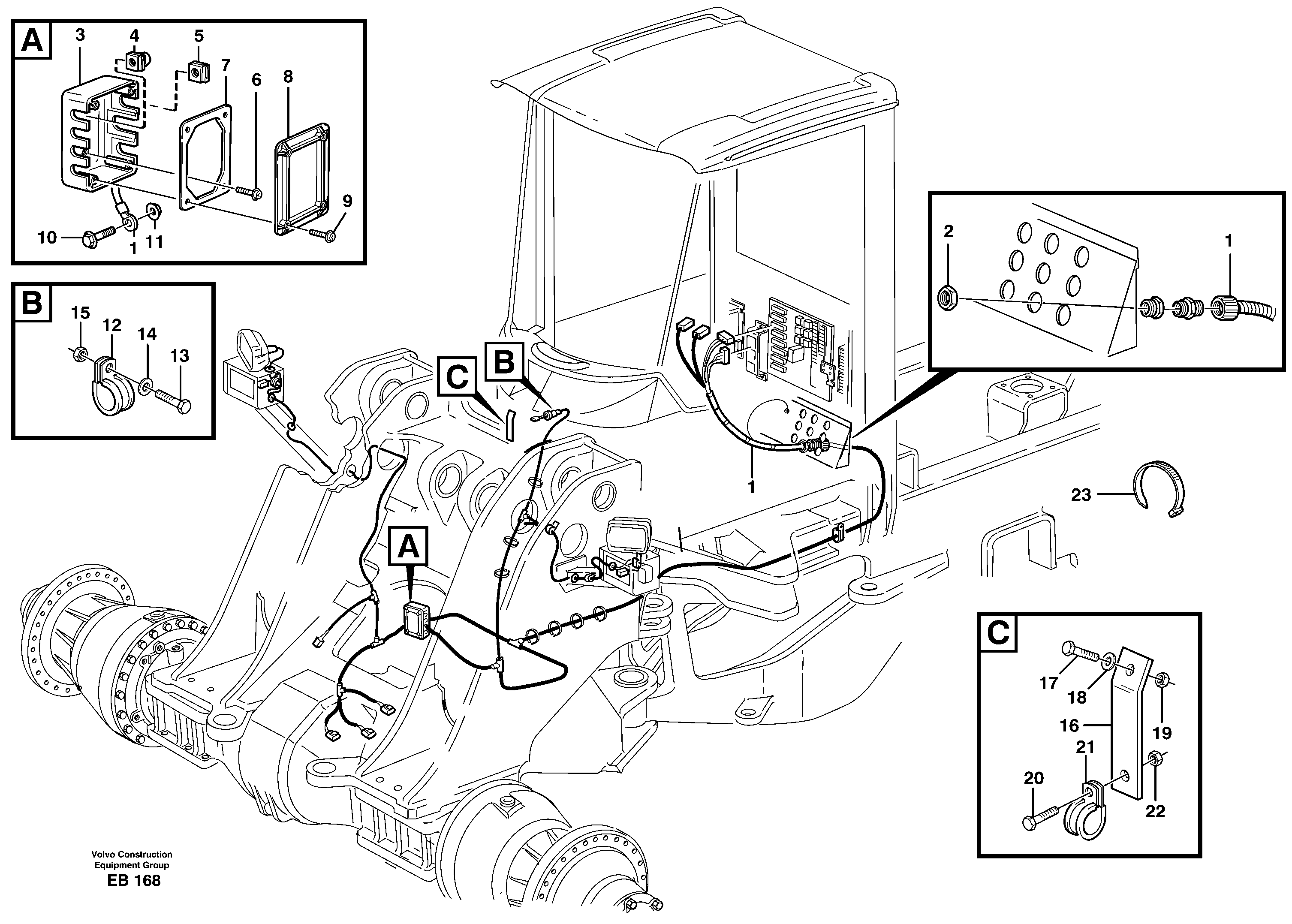 Front cable harness with assembly parts — volvo parts diagram