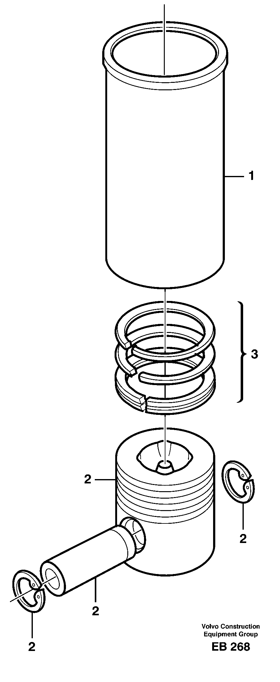 Cylinder liner and piston — volvo parts diagram