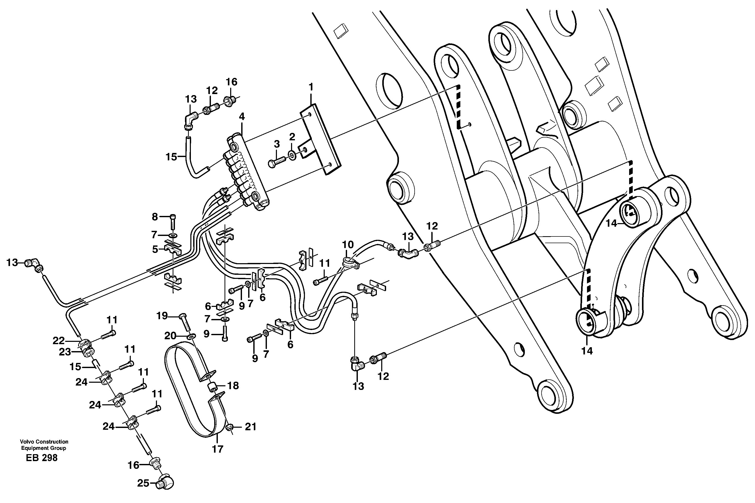 Central lubrication with fitting parts. B2  80579 — volvo parts diagram
