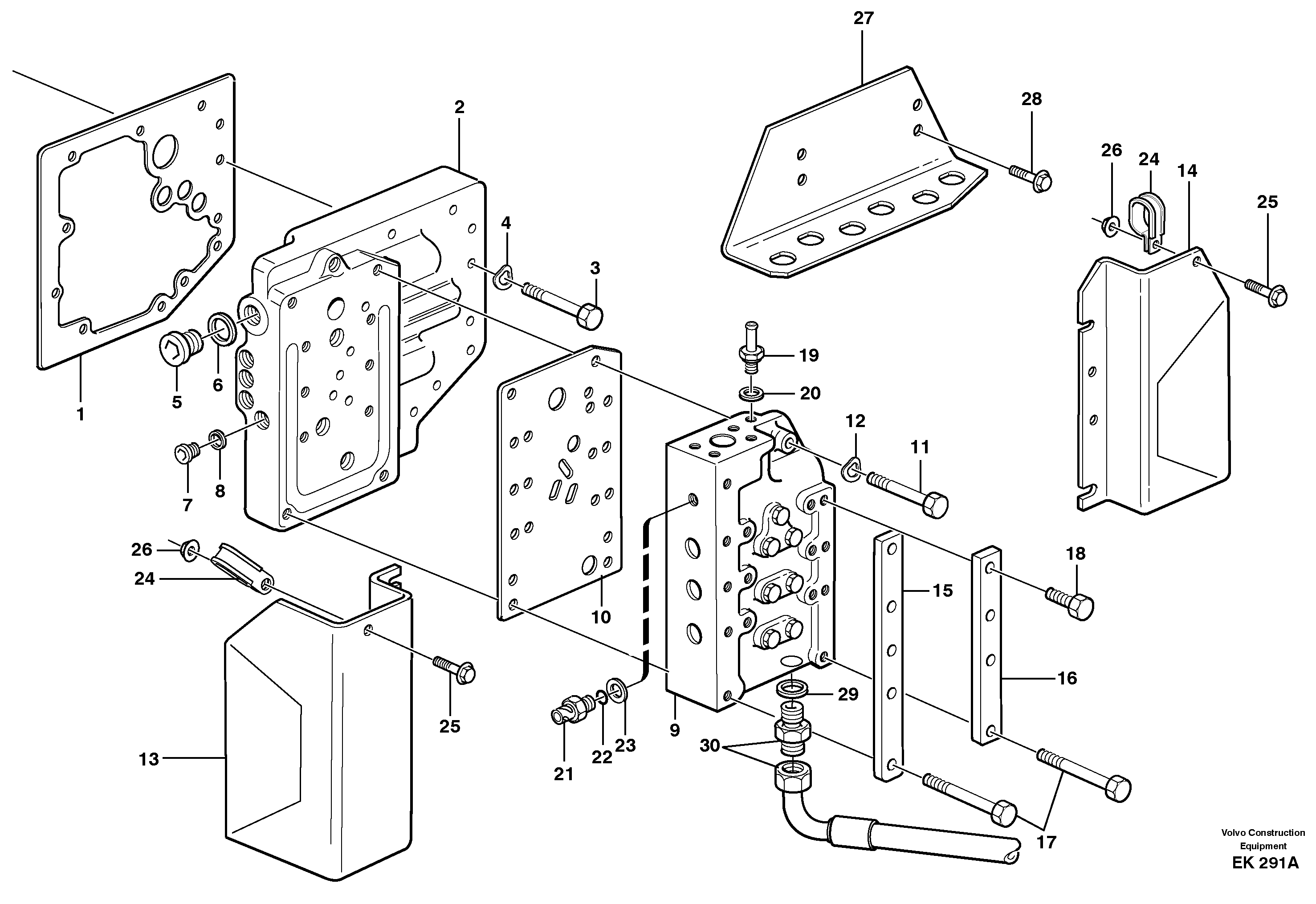 Range selector valve withfitting parts. — volvo parts diagram