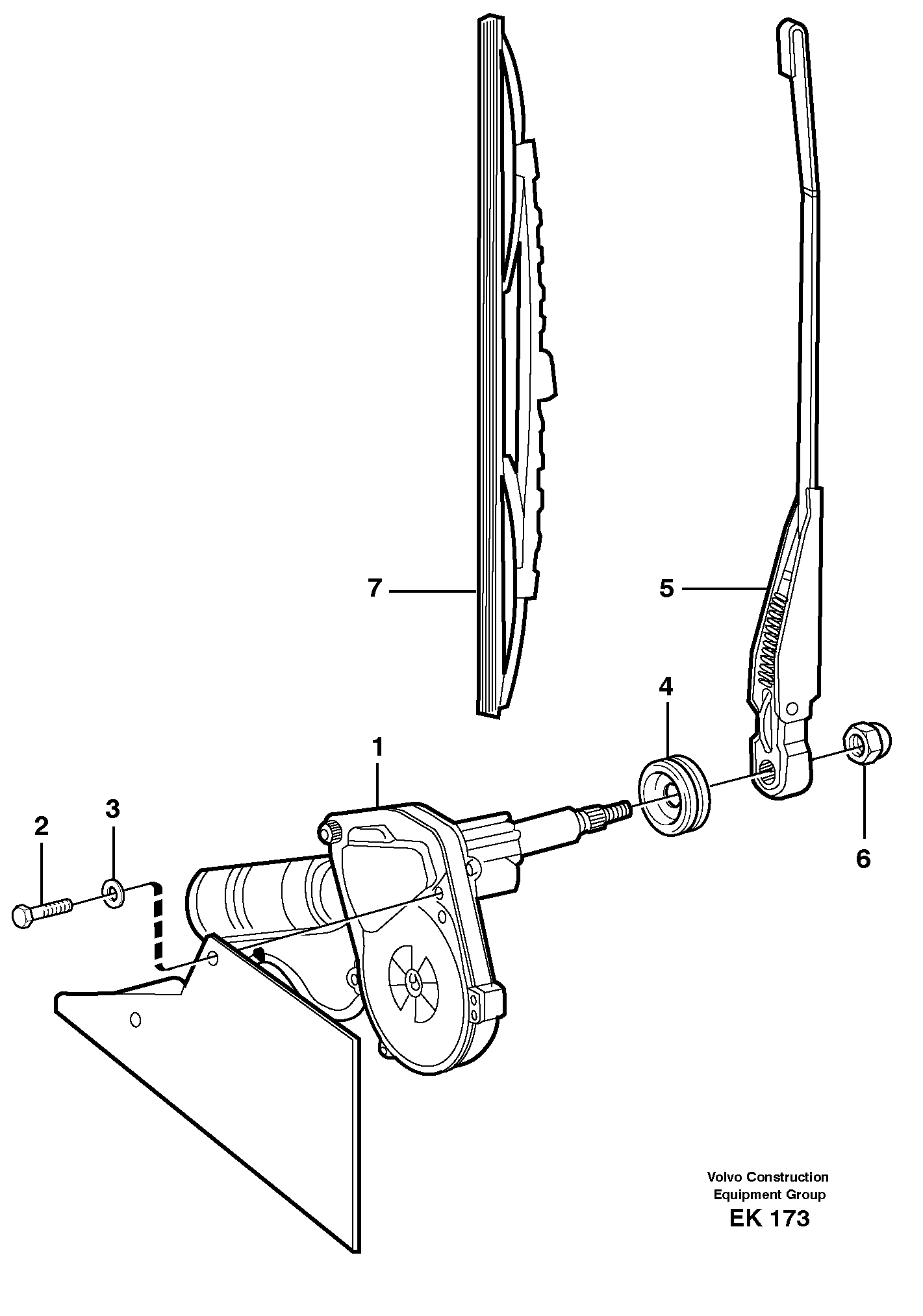 Windshield wiper, rear — volvo parts diagram