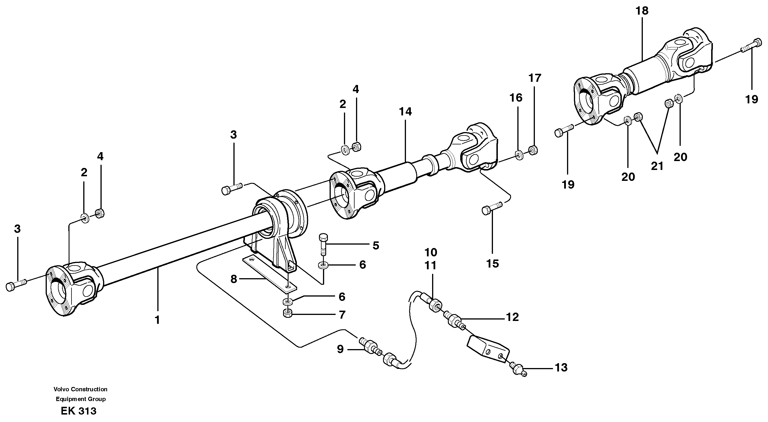 Propeller shafts with fitting parts — volvo parts diagram
