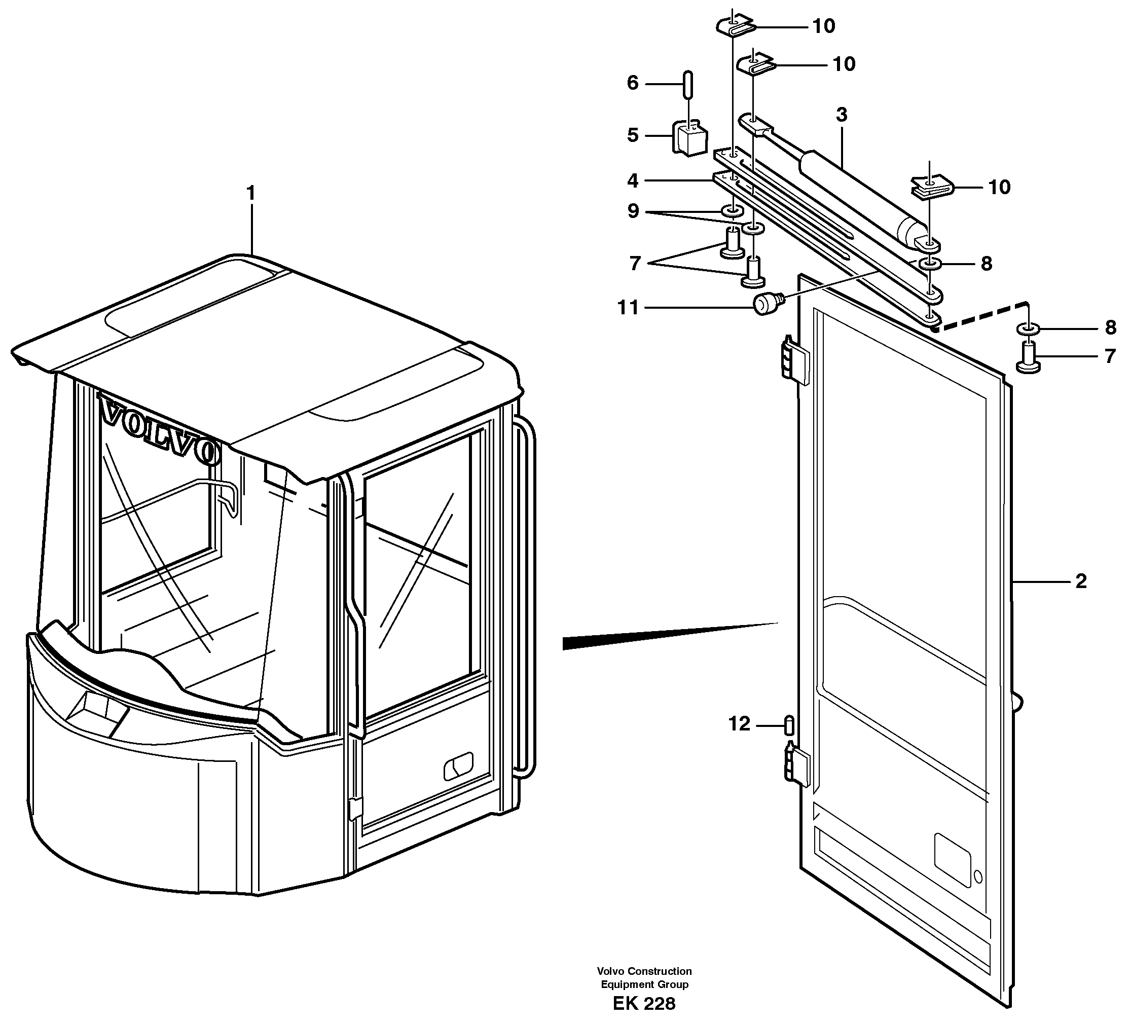 Door with fitting parts — volvo parts diagram
